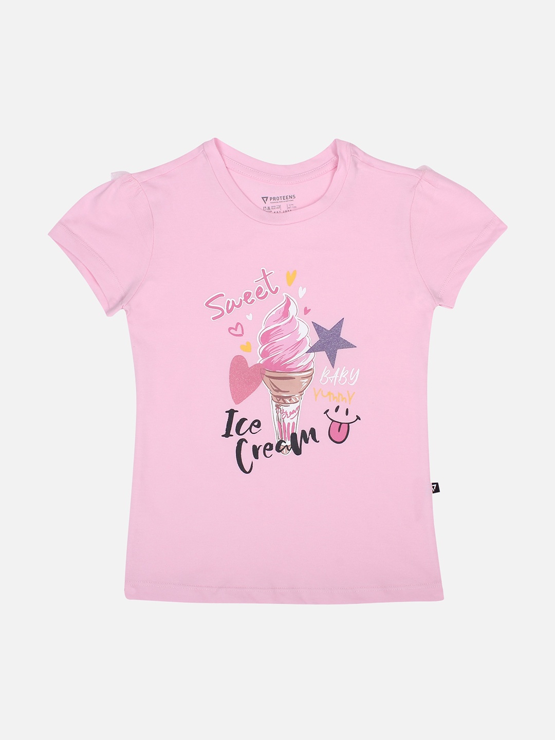 

PROTEENS Girls Pink Printed Round Neck T-shirt
