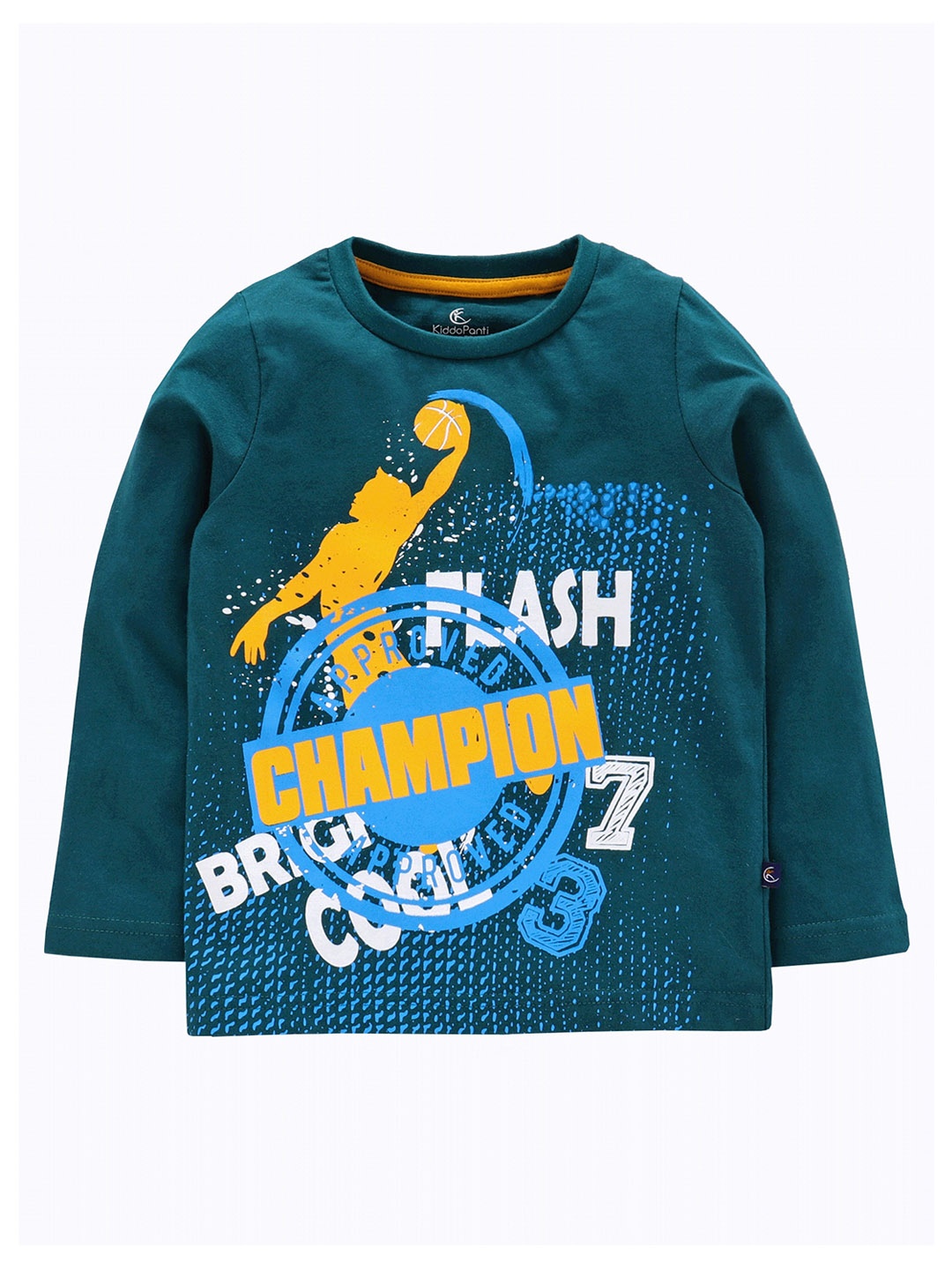 

KiddoPanti Boys Green Printed Round Neck T-shirt