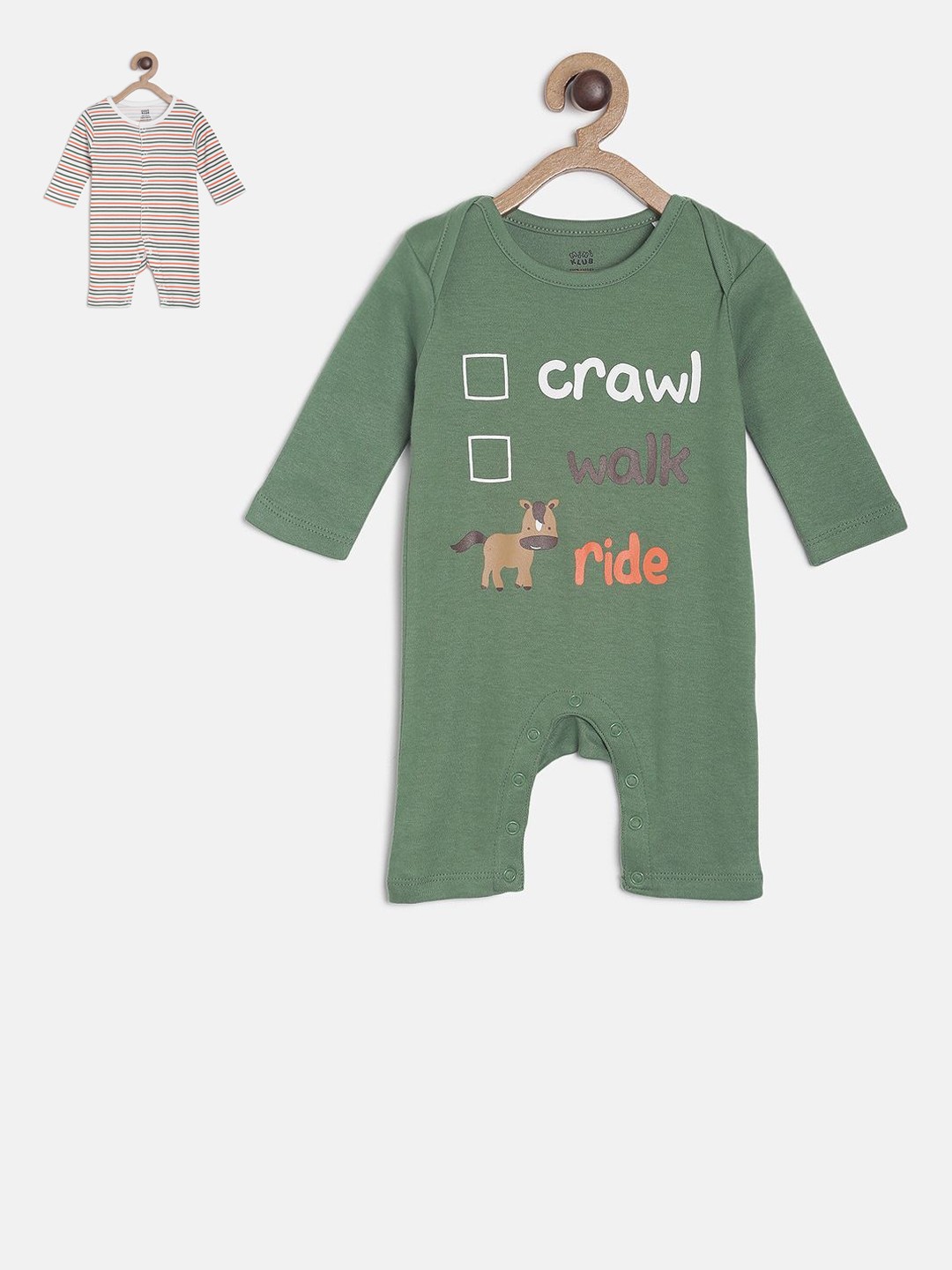 

MINI KLUB Infant Boys Pack Of 2 Rompers, Green