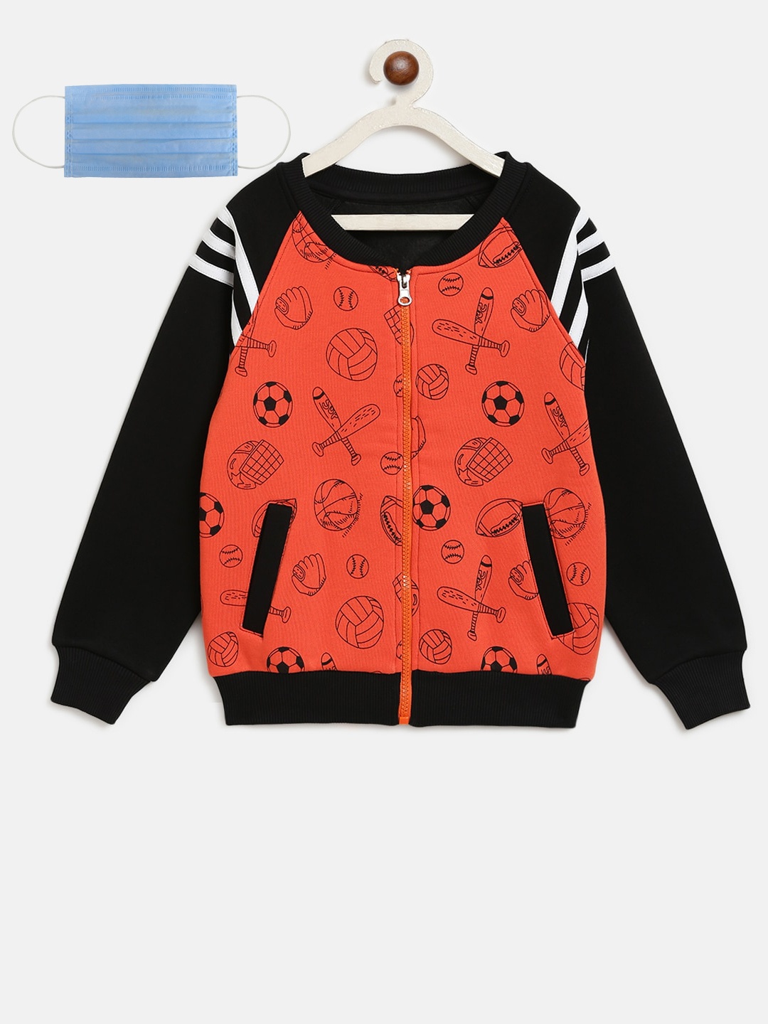 

Lil Tomatoes Boys Orange Black Printed Sweatshirt