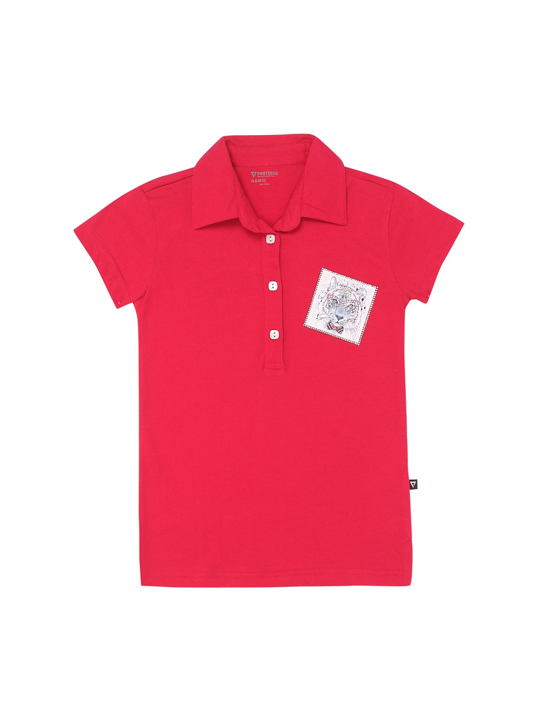 

PROTEENS Girls Fuchsia Solid Polo Collar T-shirt