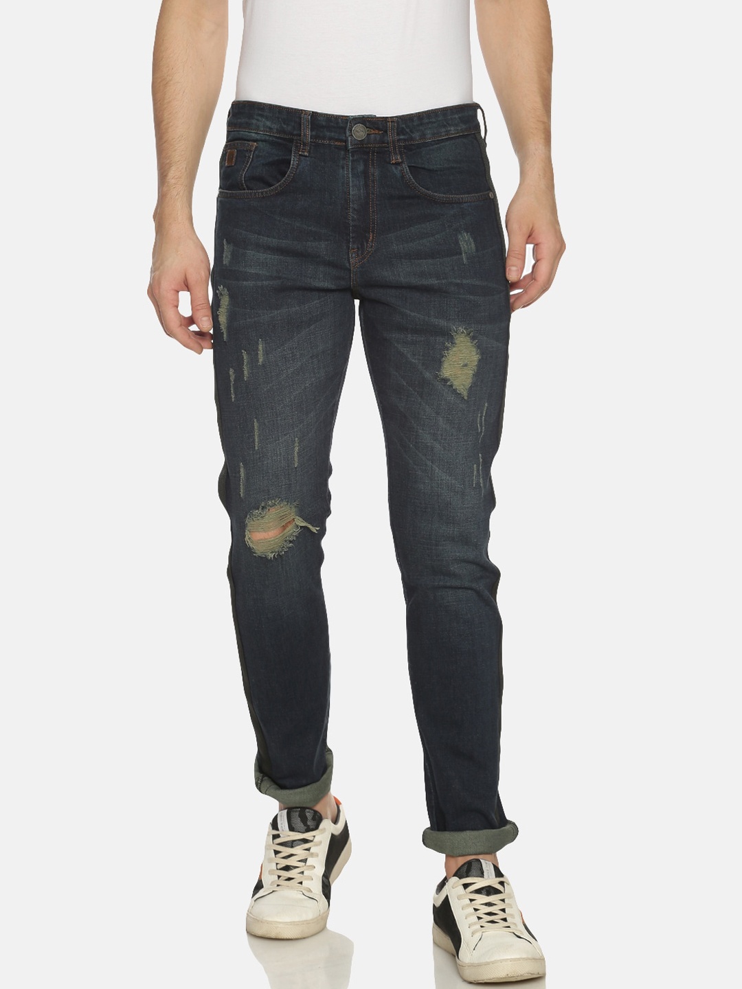 

Campus Sutra Men Blue Slim Fit Mid-Rise Slash Knee Jeans
