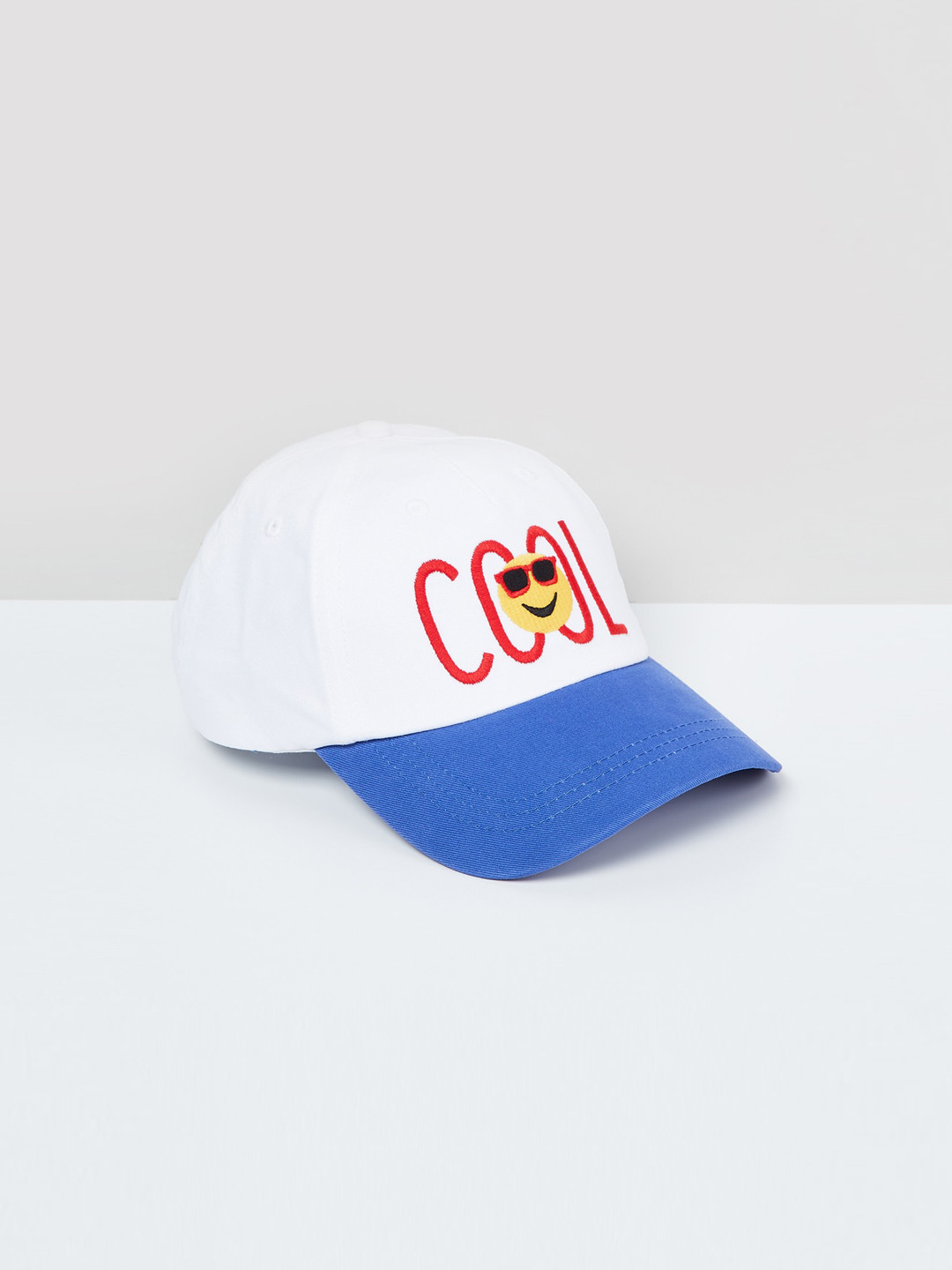 

max Boys White & Red Self Design Baseball Cap