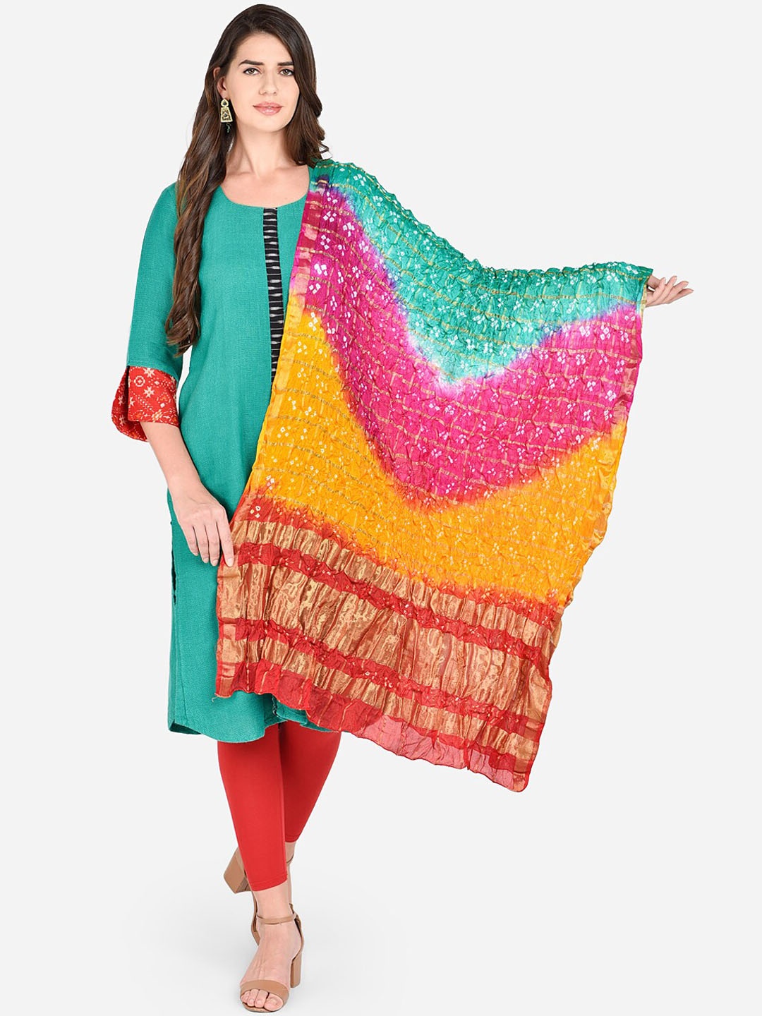 

Dupatta Bazaar Multicoloured Bandhini Printed Dupatta, Multi