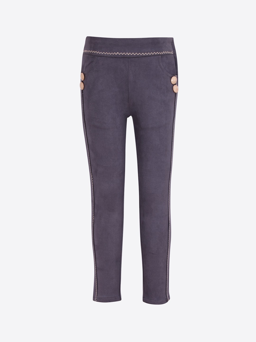 

CUTECUMBER Girls Grey Solid Regular Trousers