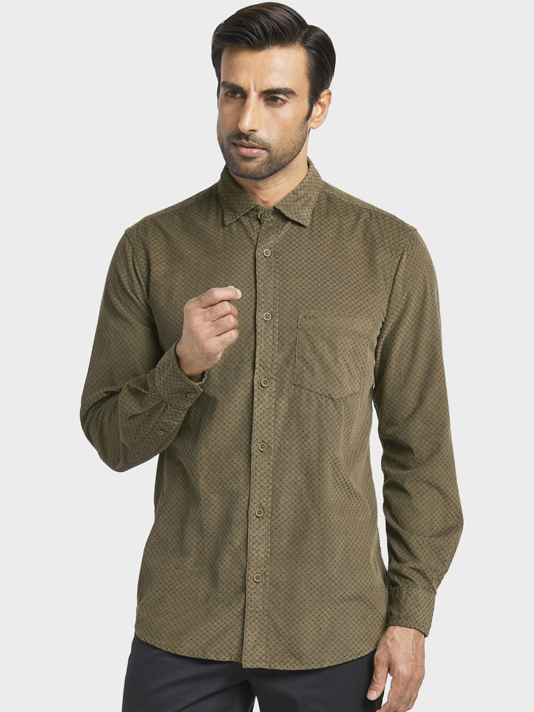 

ColorPlus Men Green Regular Fit Solid Casual Shirt