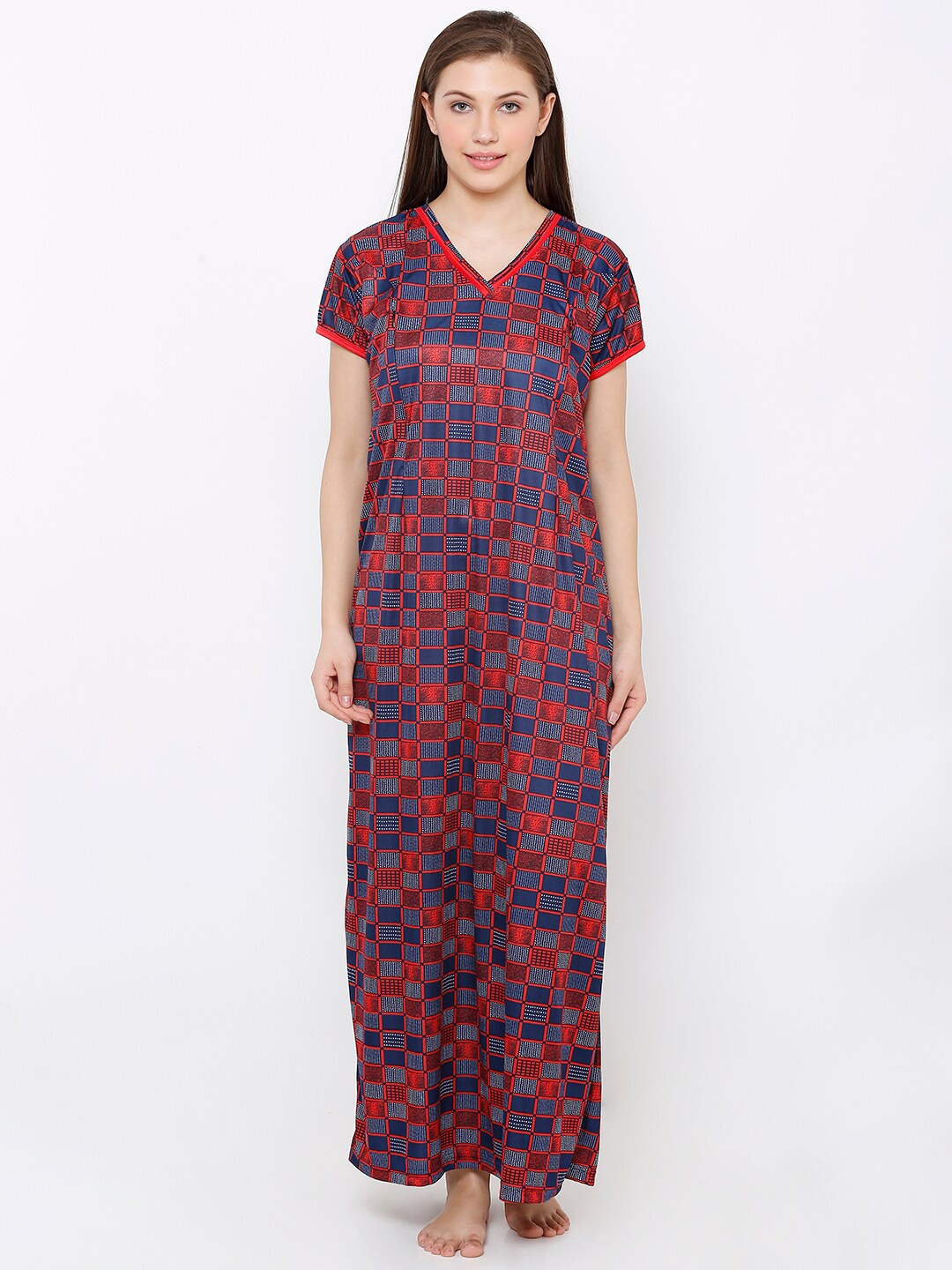 

Pretty Awesome Red & Blue Checked Maternity Nightdress