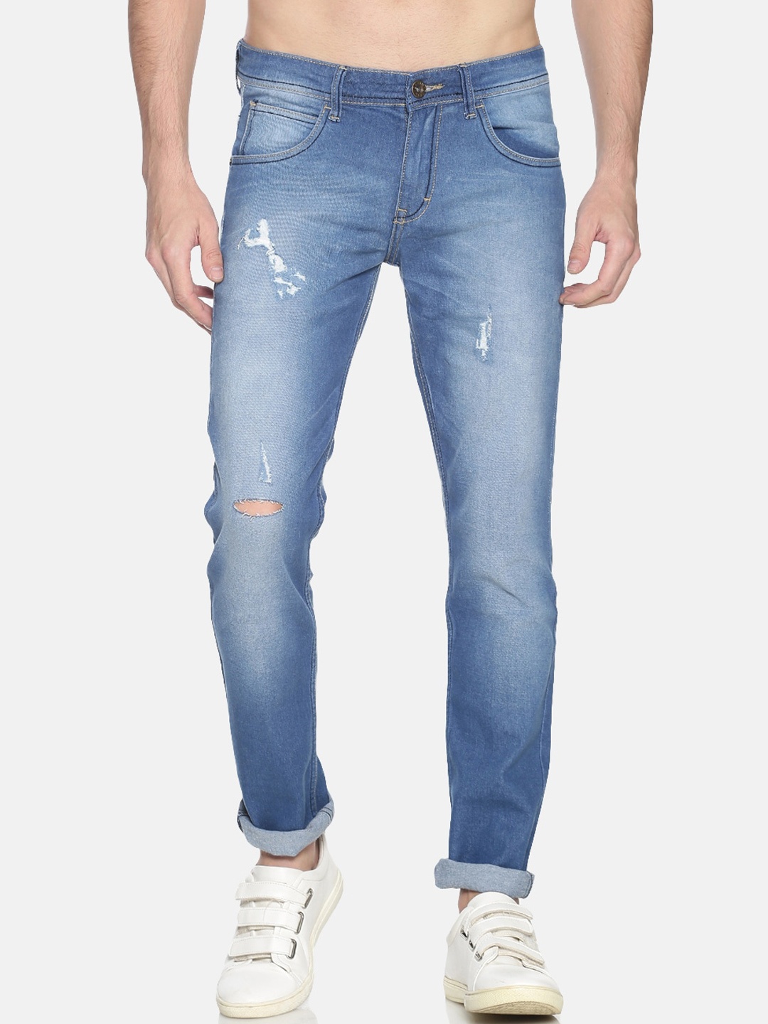 

Chennis Men Blue Slim Fit Mid-Rise Mildly Distressed Stretchable Jeans