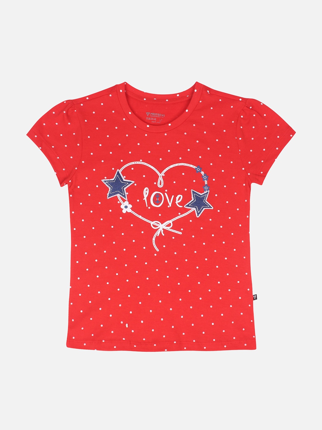 

PROTEENS Girls Red Printed Round Neck T-shirt