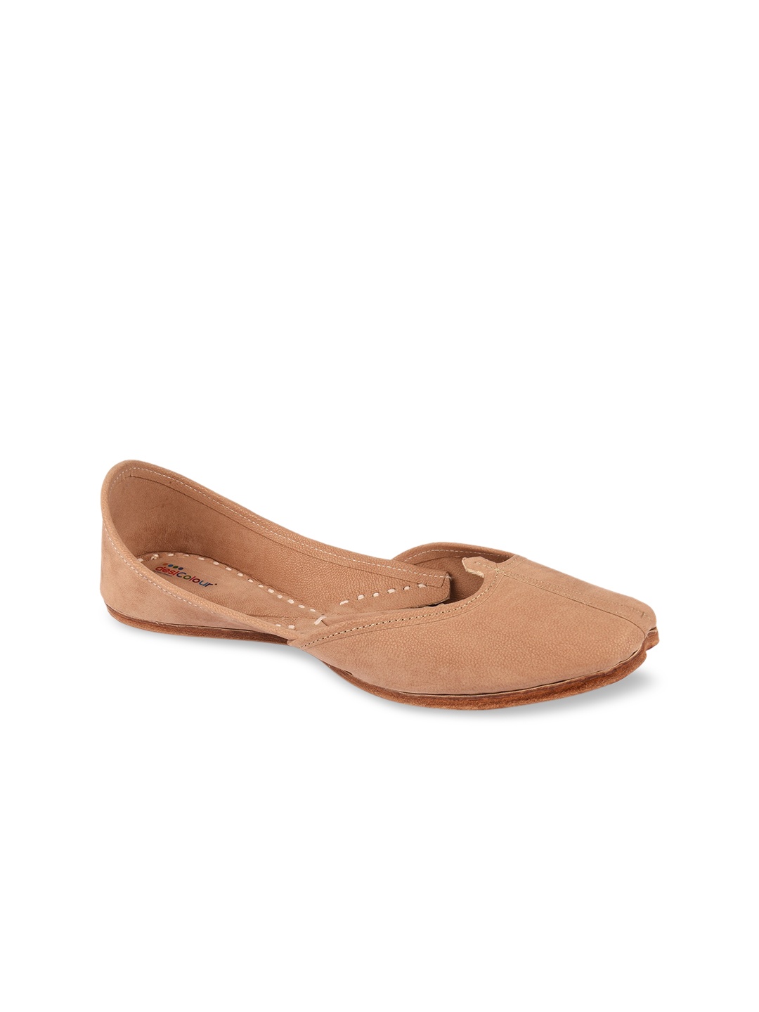 

DESI COLOUR Women Nude-Coloured Solid Leather Mojaris