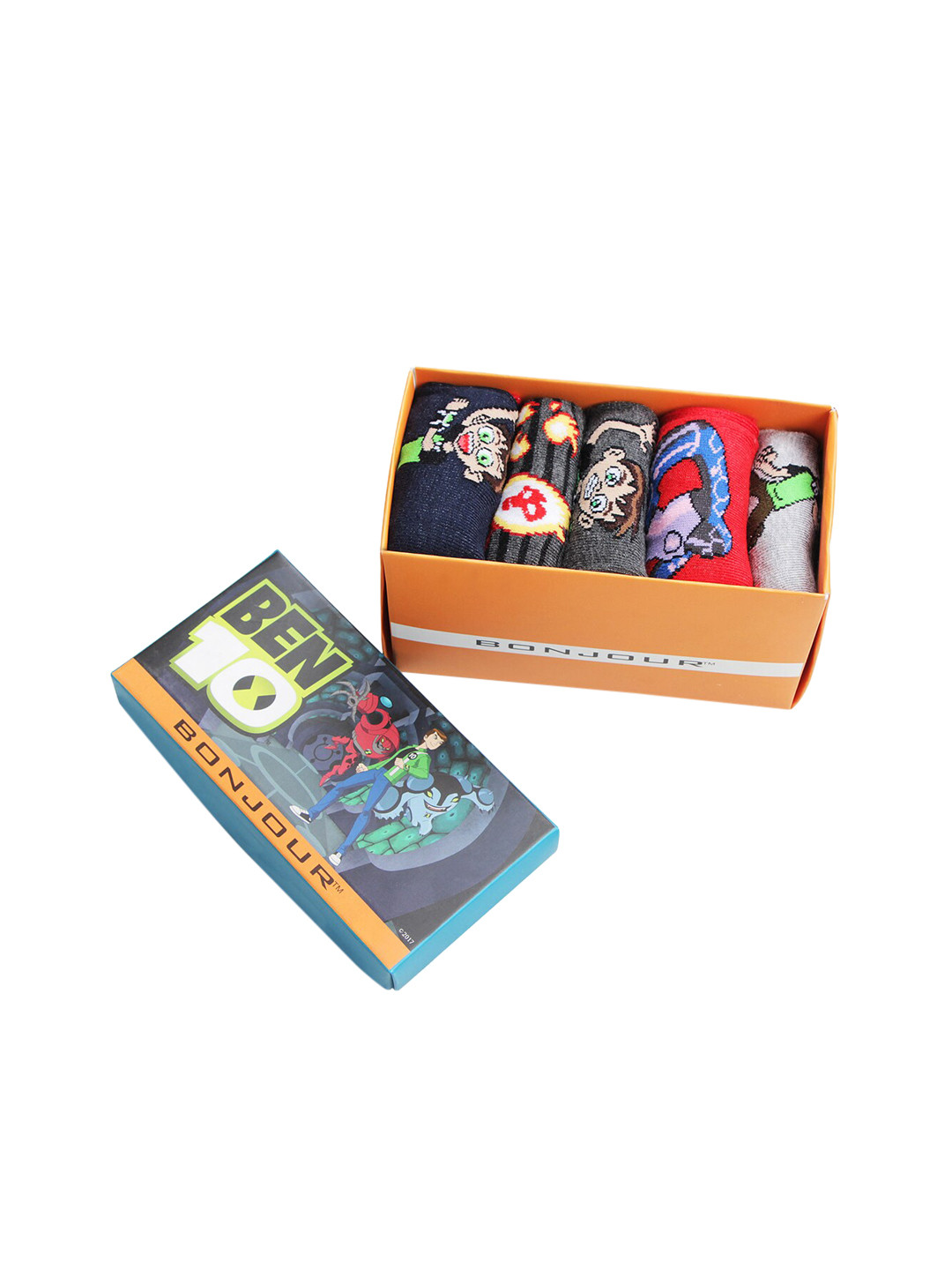 

Bonjour Boys Pack of 5 Assorted Patterned Ankle Length Ben 10 Socks, Multi