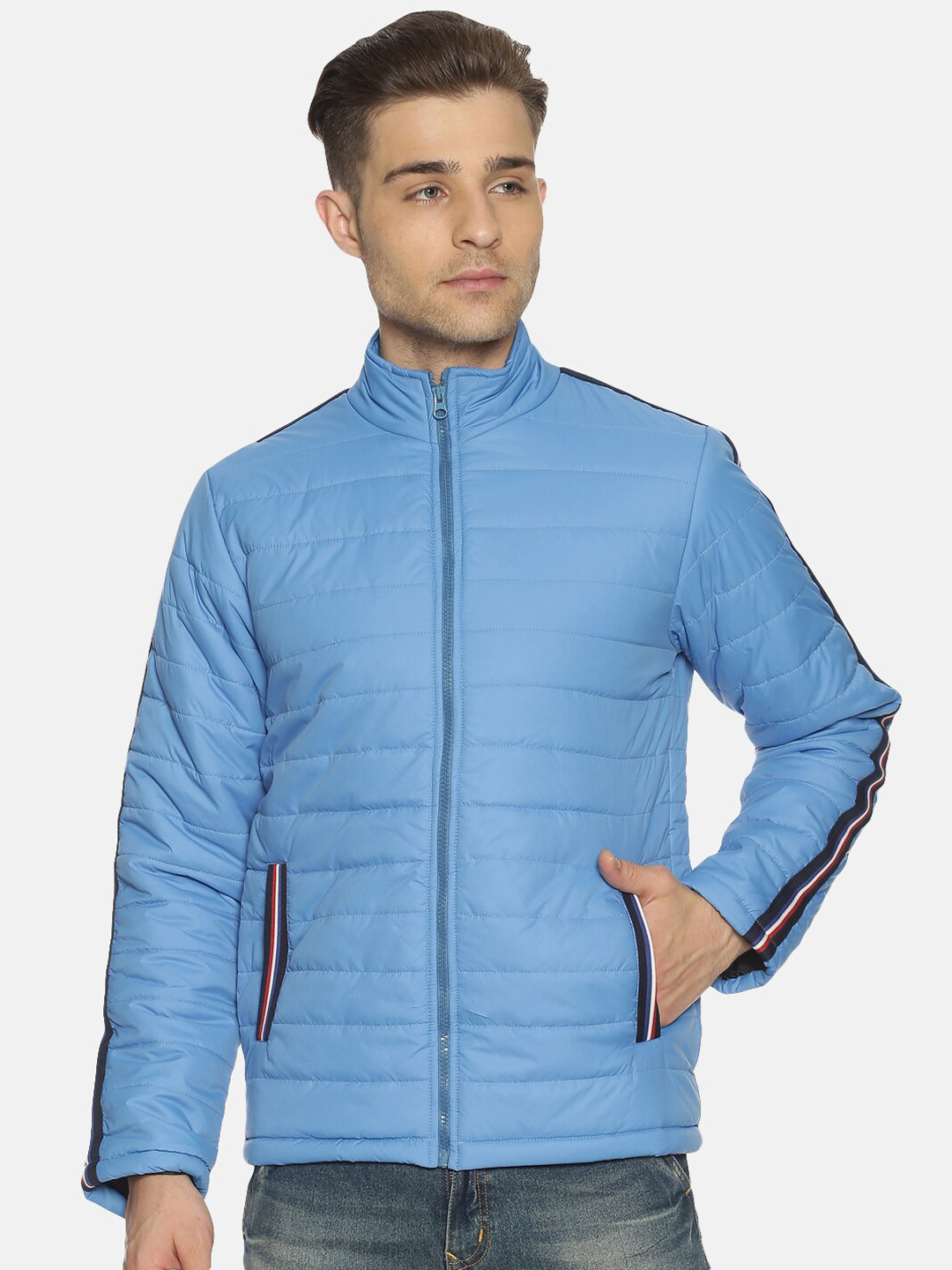 

Campus Sutra Men Blue Solid Windcheater Padded Jacket