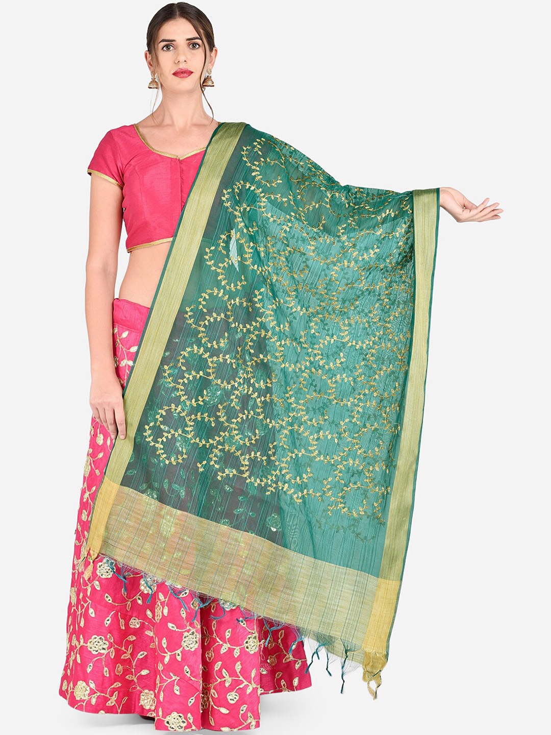 

Dupatta Bazaar Green Embroidered Dupatta
