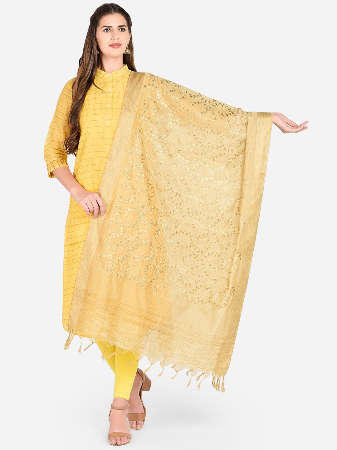 

Dupatta Bazaar Gold-Toned Embroidered Dupatta
