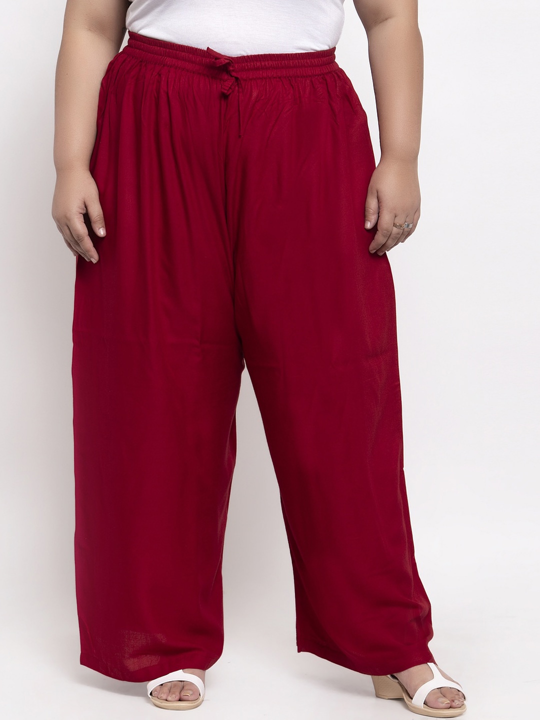

plusS Women Maroon Solid Flared Palazzos