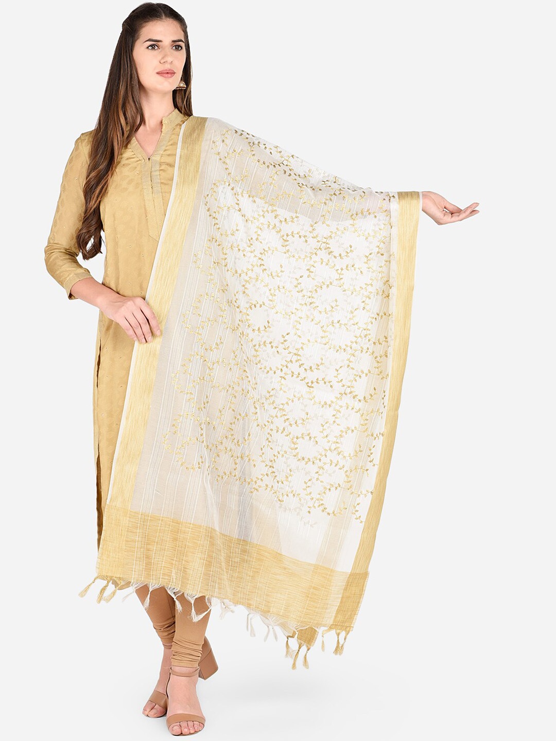 Dupatta Bazaar White Embroidered Dupatta