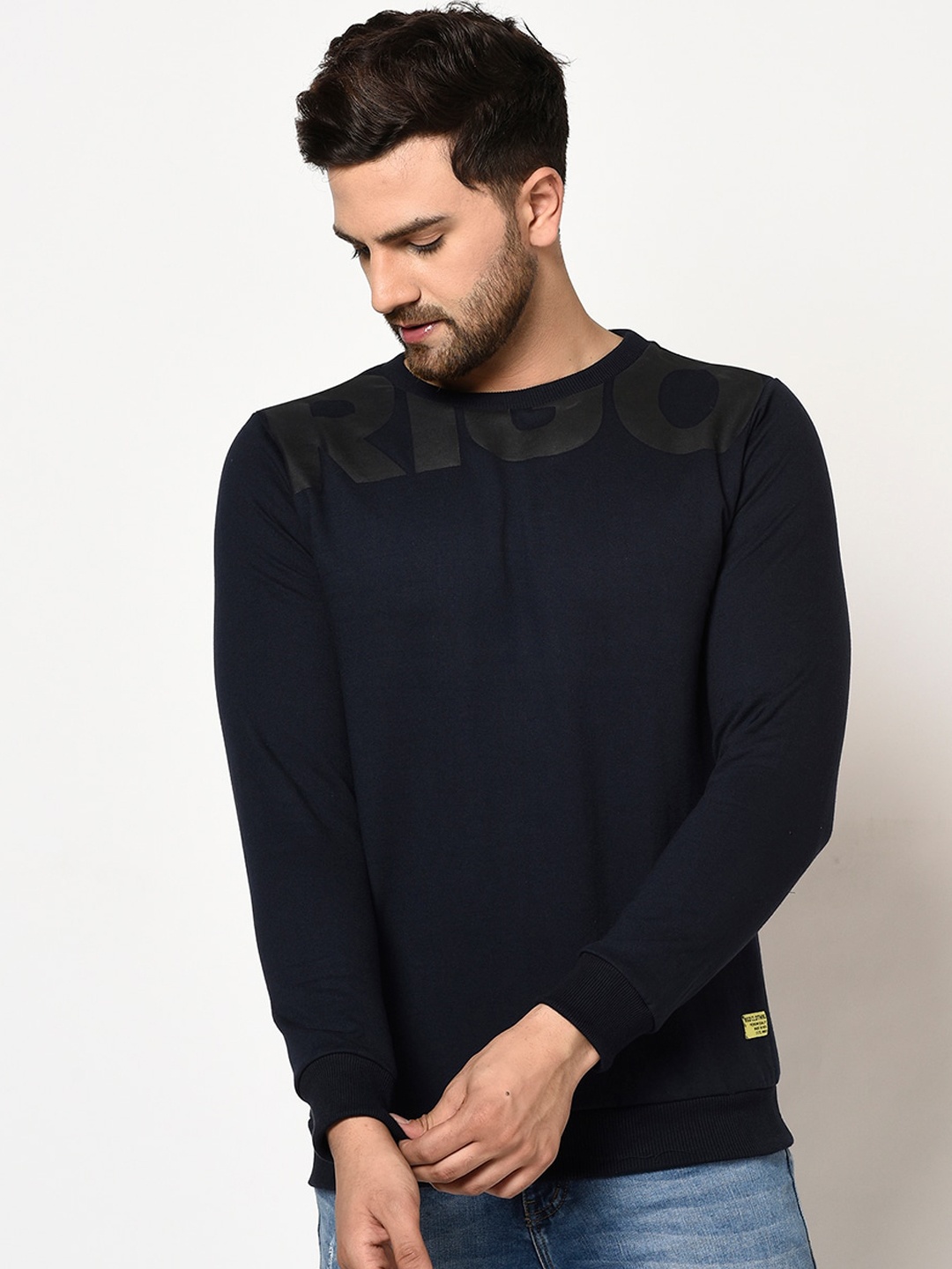

Rigo Solid Pullover Casual Sweatshirt, Navy blue