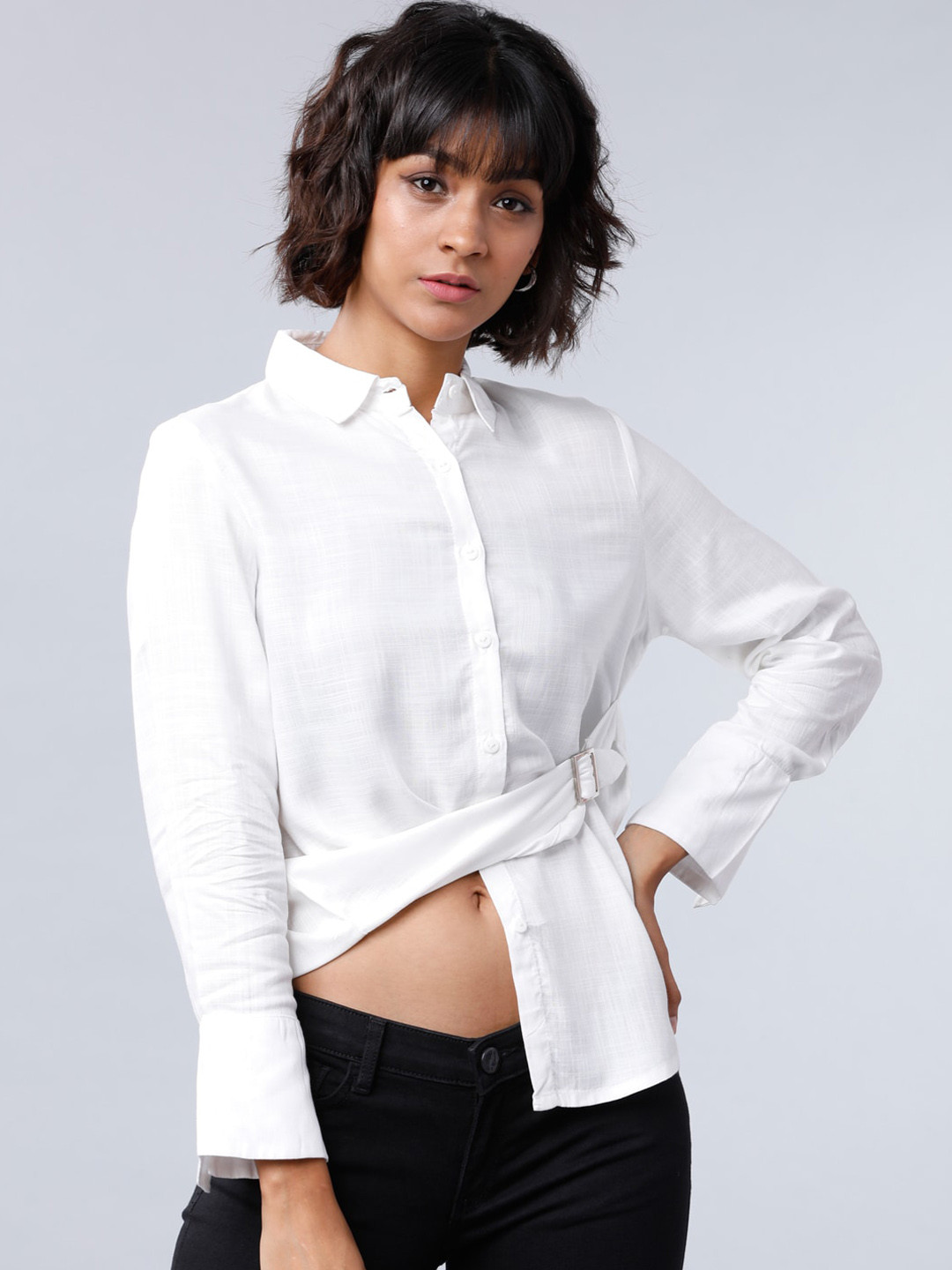 

Tokyo Talkies Women White Regular Fit Solid Casual Shirt