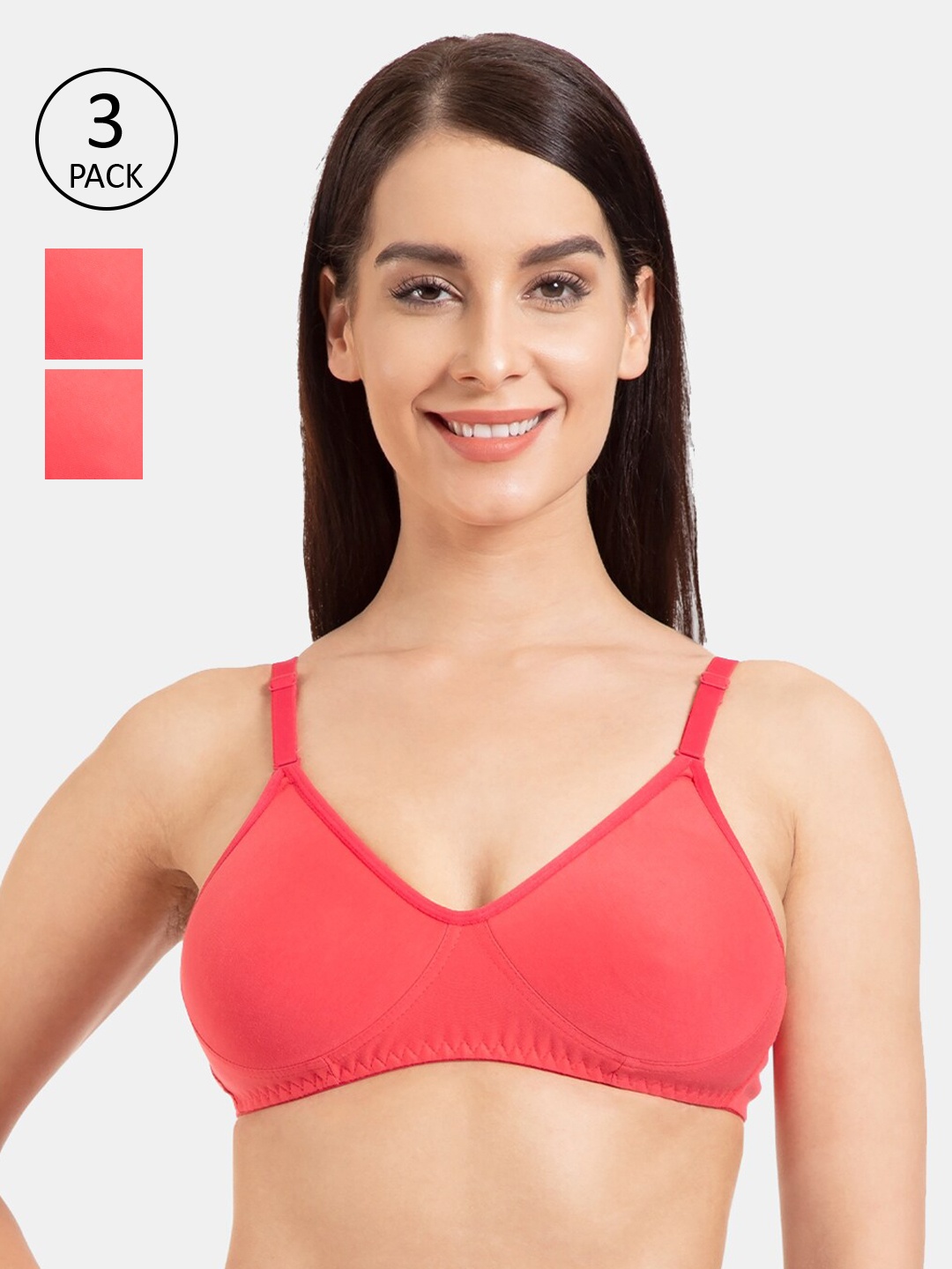 

Tweens Pack Of 3 Solid Non-Wired Non Padded Everyday Bra TW-285-3PC, Coral