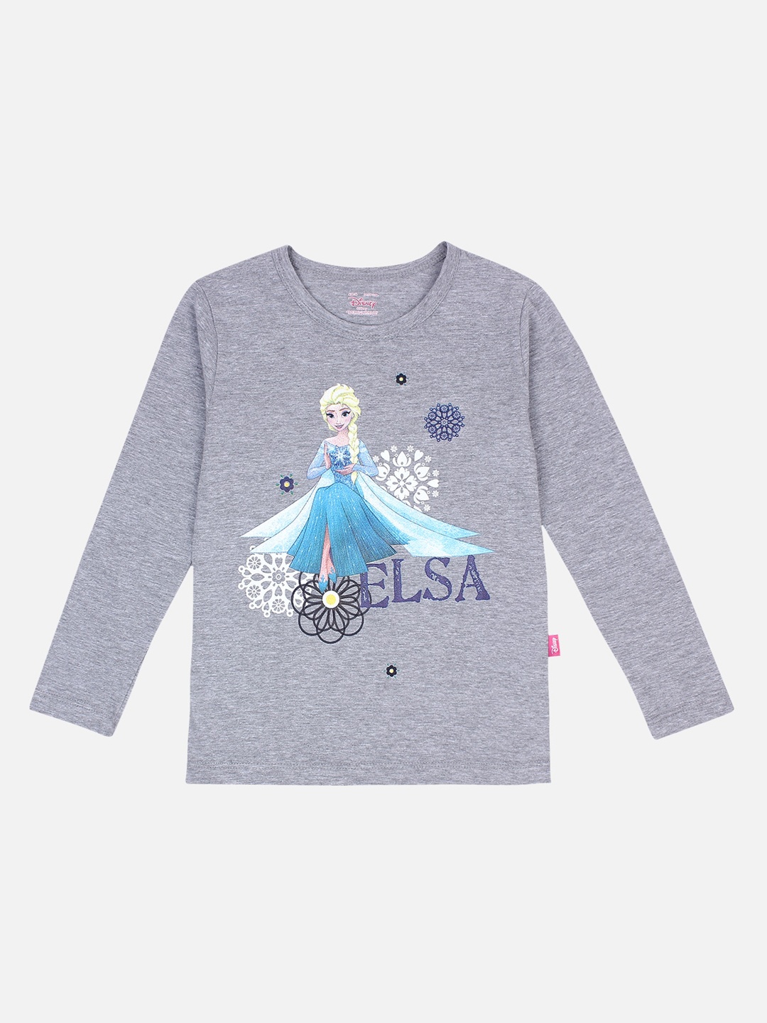 

PROTEENS Girls Frozen Printed Round Neck T-shirt, Grey melange