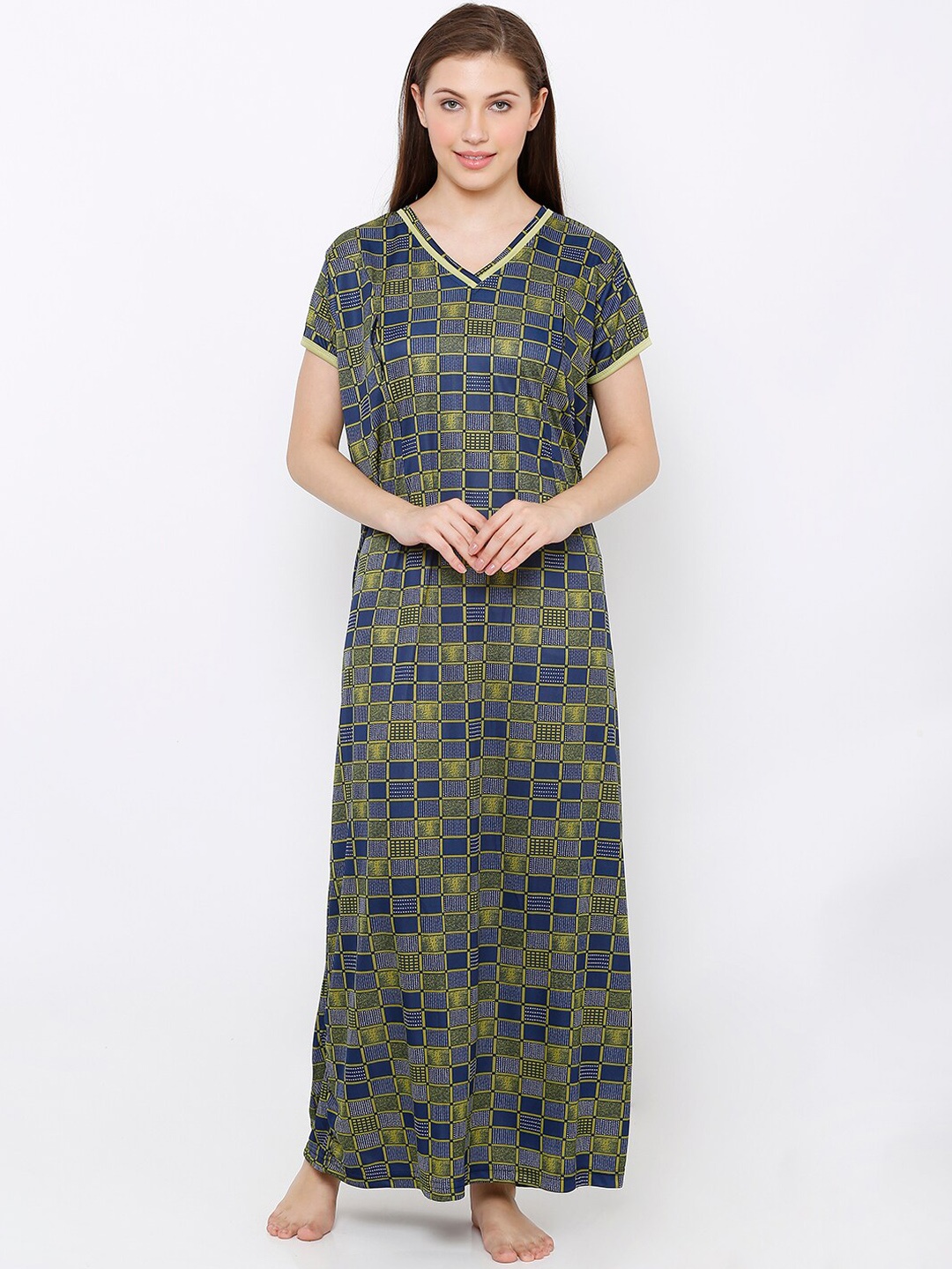 

Pretty Awesome Green & Blue Checked Maternity Nightdress