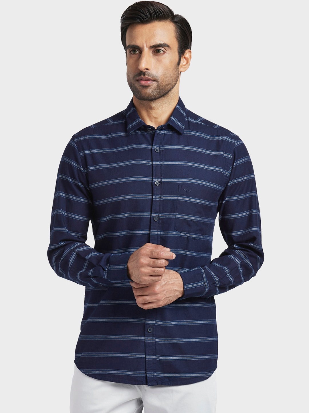 

ColorPlus Men Blue Regular Fit Striped Casual Shirt