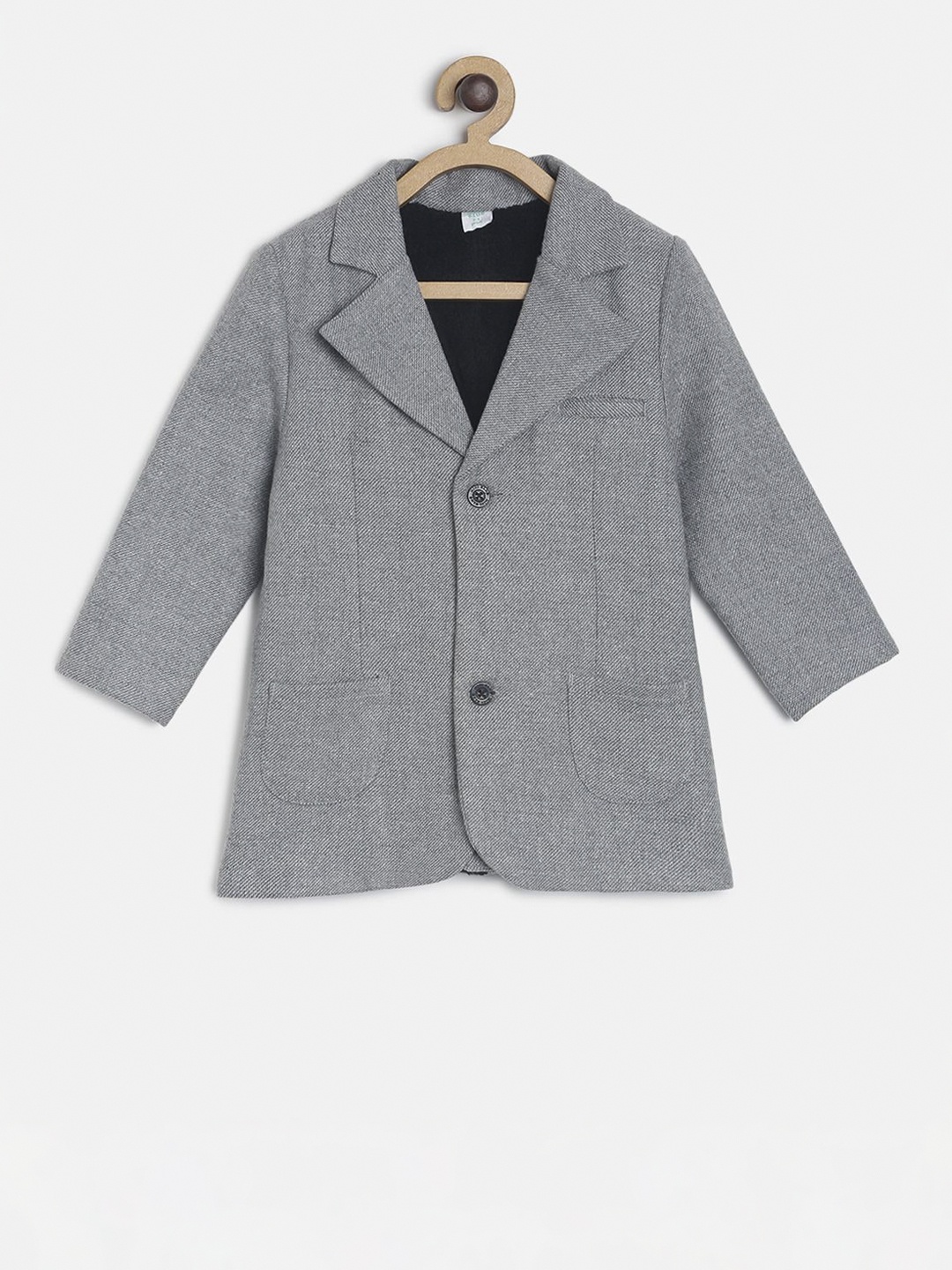 MINI KLUB Boys Grey Solid Tailored Jacket