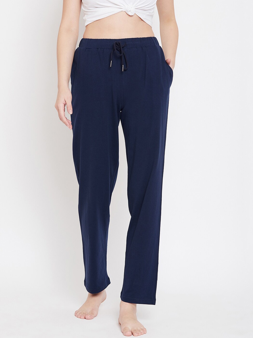 

Hypernation Women Navy Blue Solid Lounge Pants