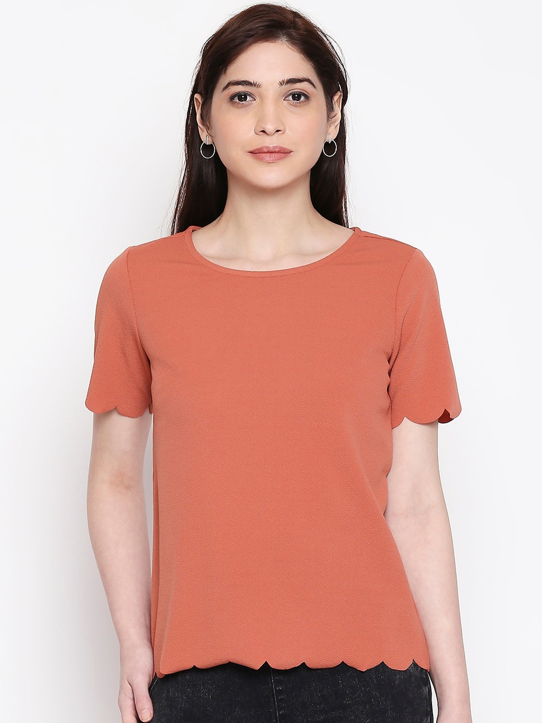 

Honey by Pantaloons Women Rust Orange Solid Top