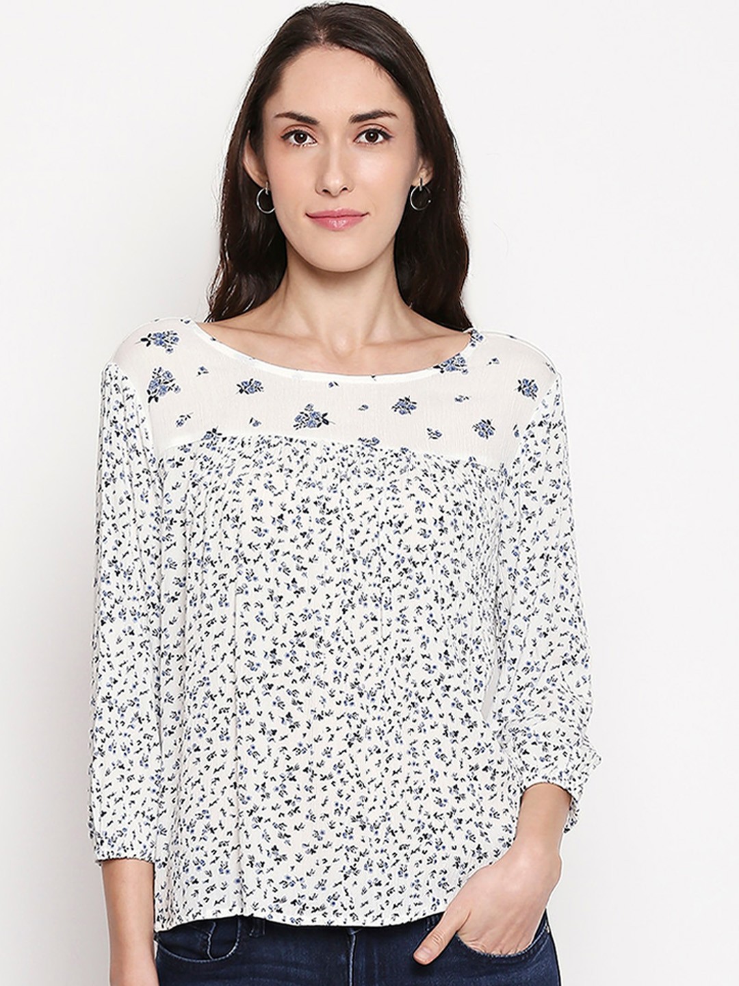 

Honey by Pantaloons Women White Floral Printed Top