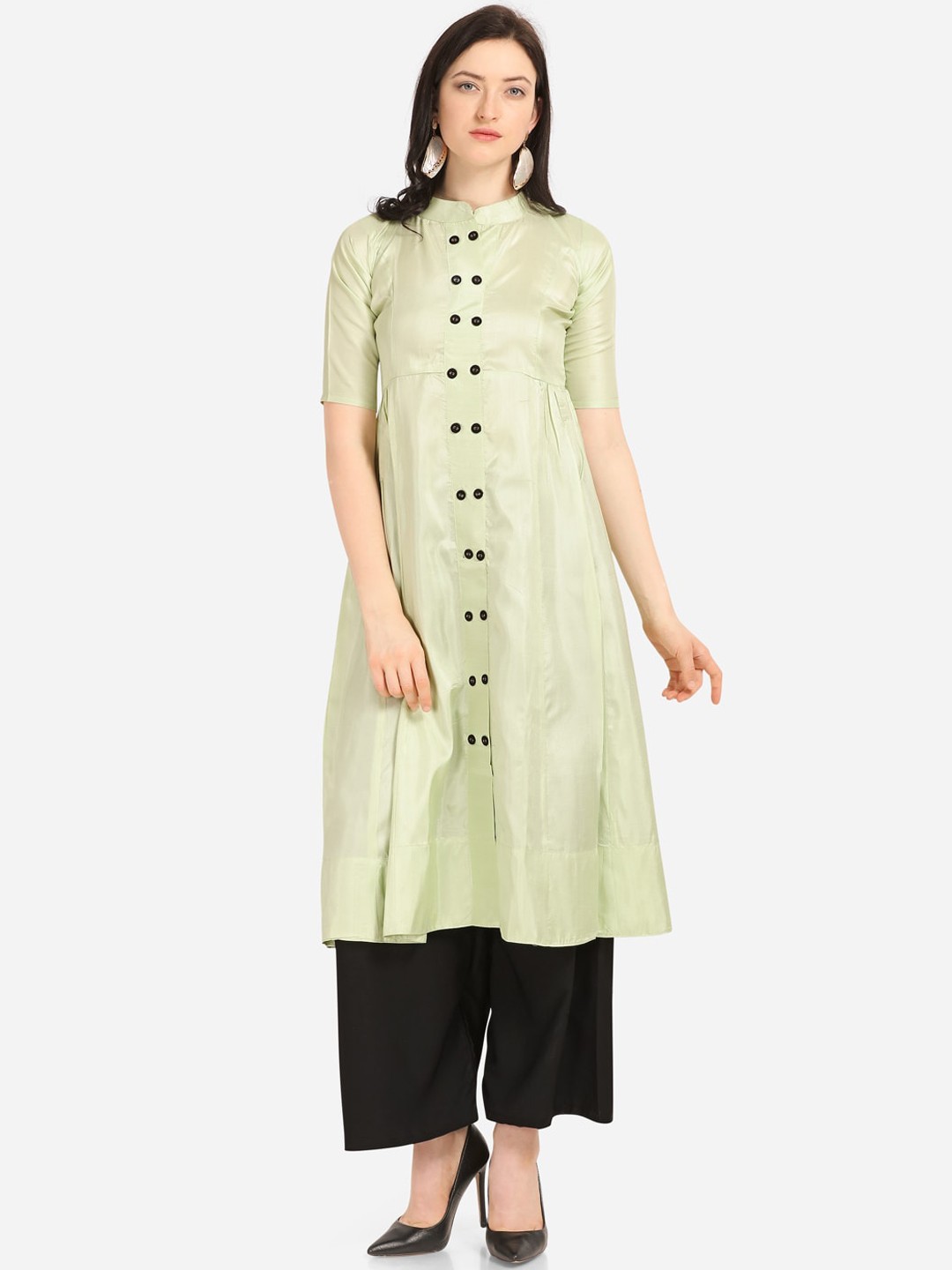 

Florence Women Green Solid Kurta with Palazzos