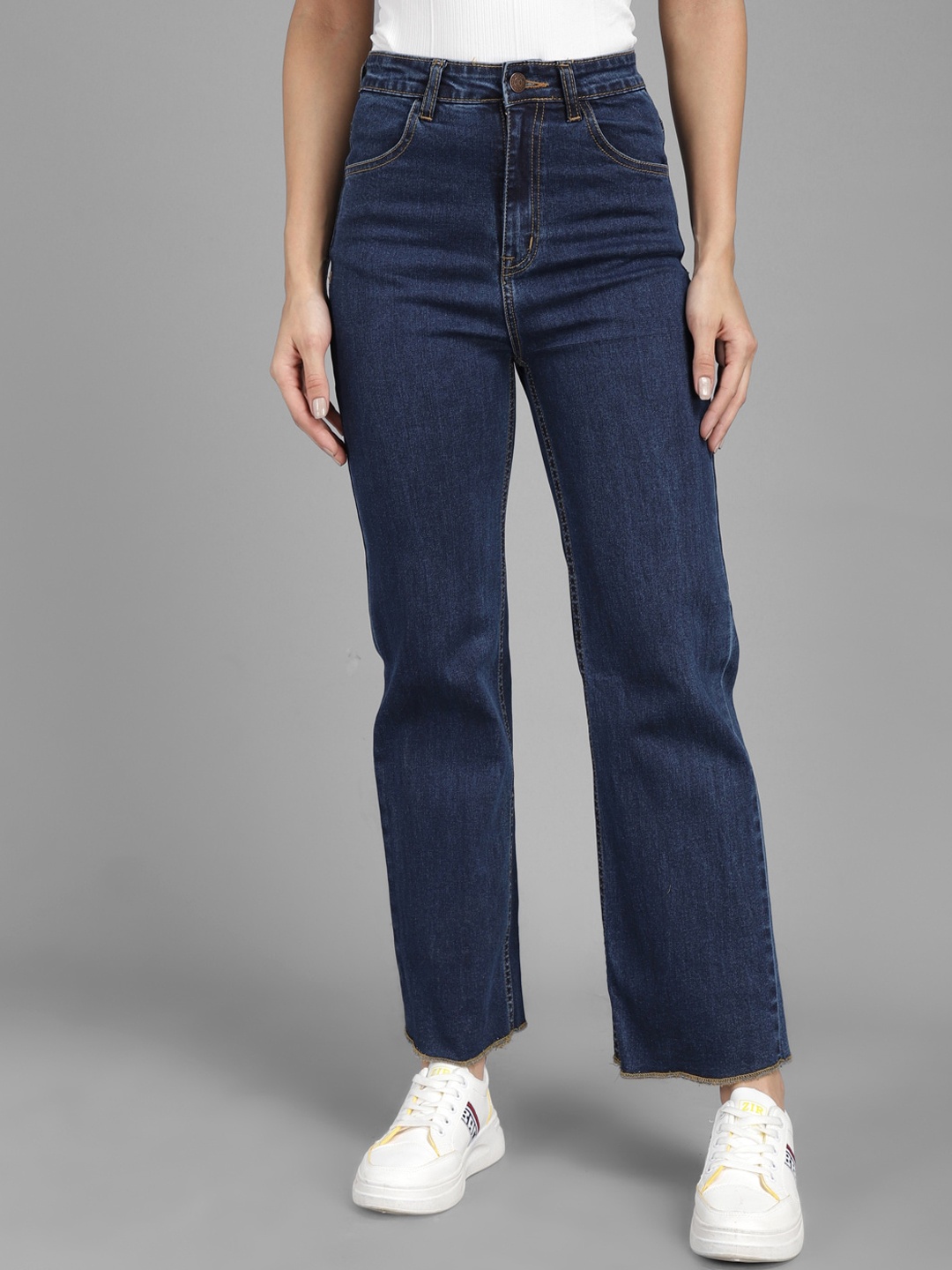 

Kotty Women Navy Blue Flared High-Rise Clean Look Jeans
