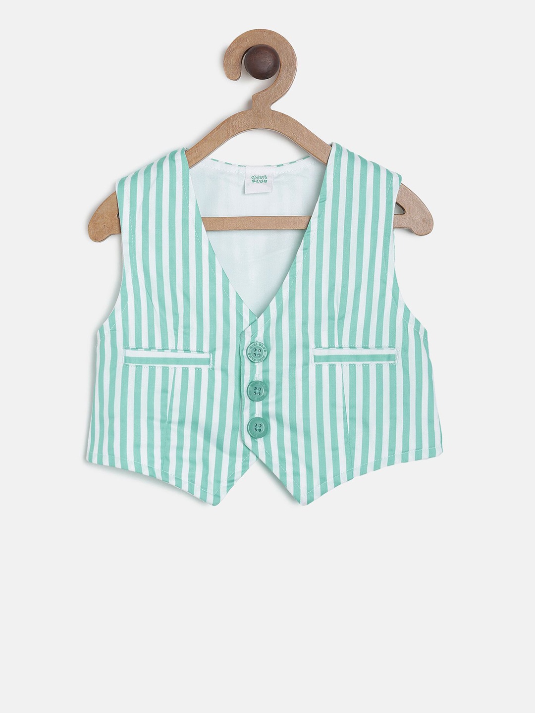 

MINI KLUB Infant Boys Green & White Striped Waistcoat