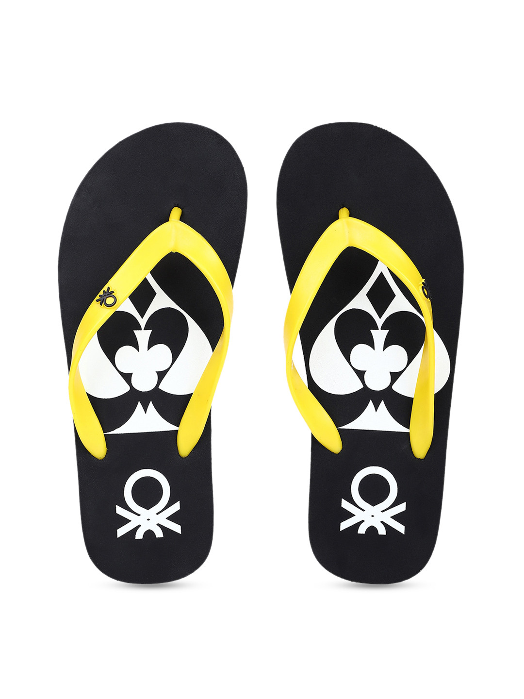 

United Colors of Benetton Men Black & Yellow Printed Thong Flip-Flops