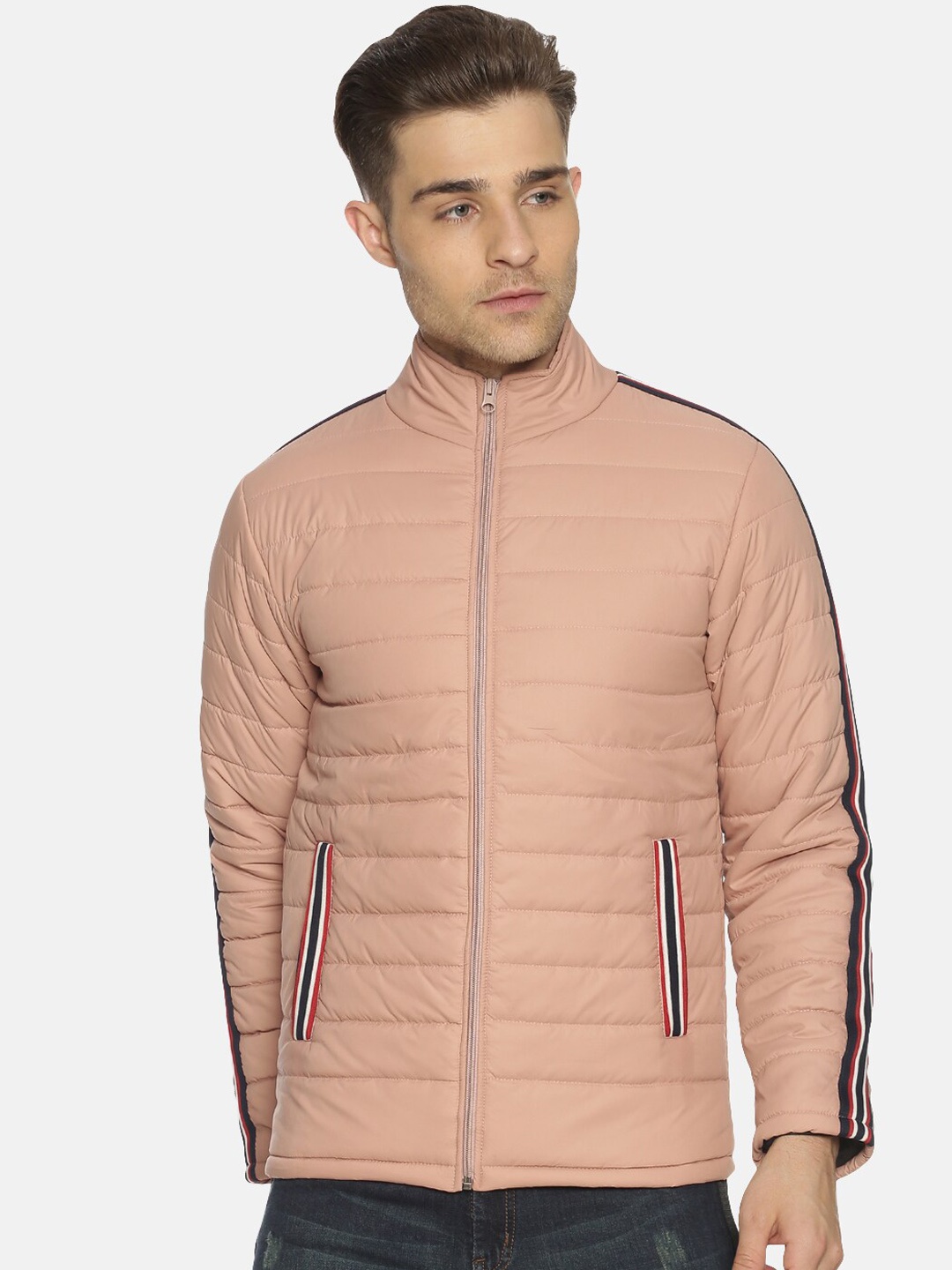 

Campus Sutra Men Pink Solid Windcheater Padded Jacket