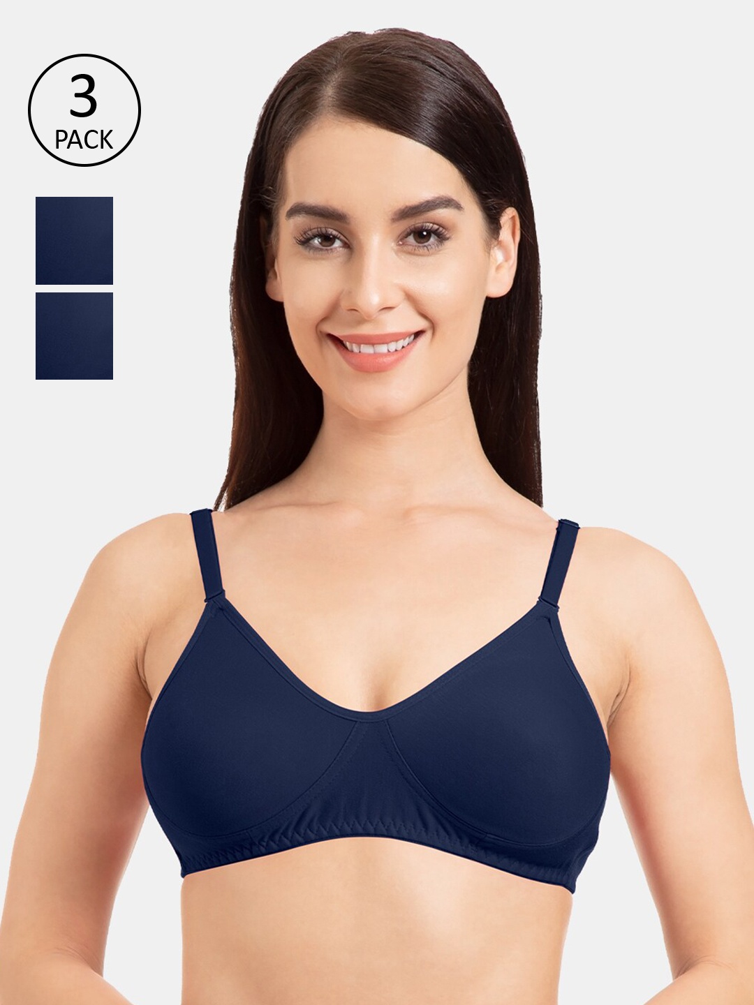 

Tweens Pack Of 3 Solid Non-Wired Non Padded Everyday Bra TW-285-3PC, Navy blue