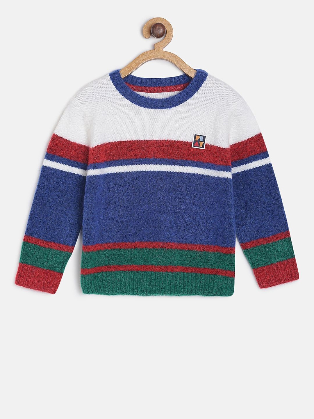 MINI KLUB Boys Multicoloured Acrlic Striped Pullover Sweater, Multi