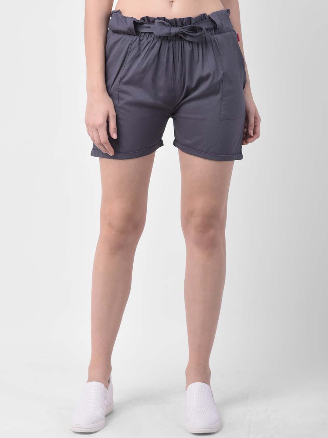 

GRACIT Women Grey Solid Slim Fit Regular Shorts
