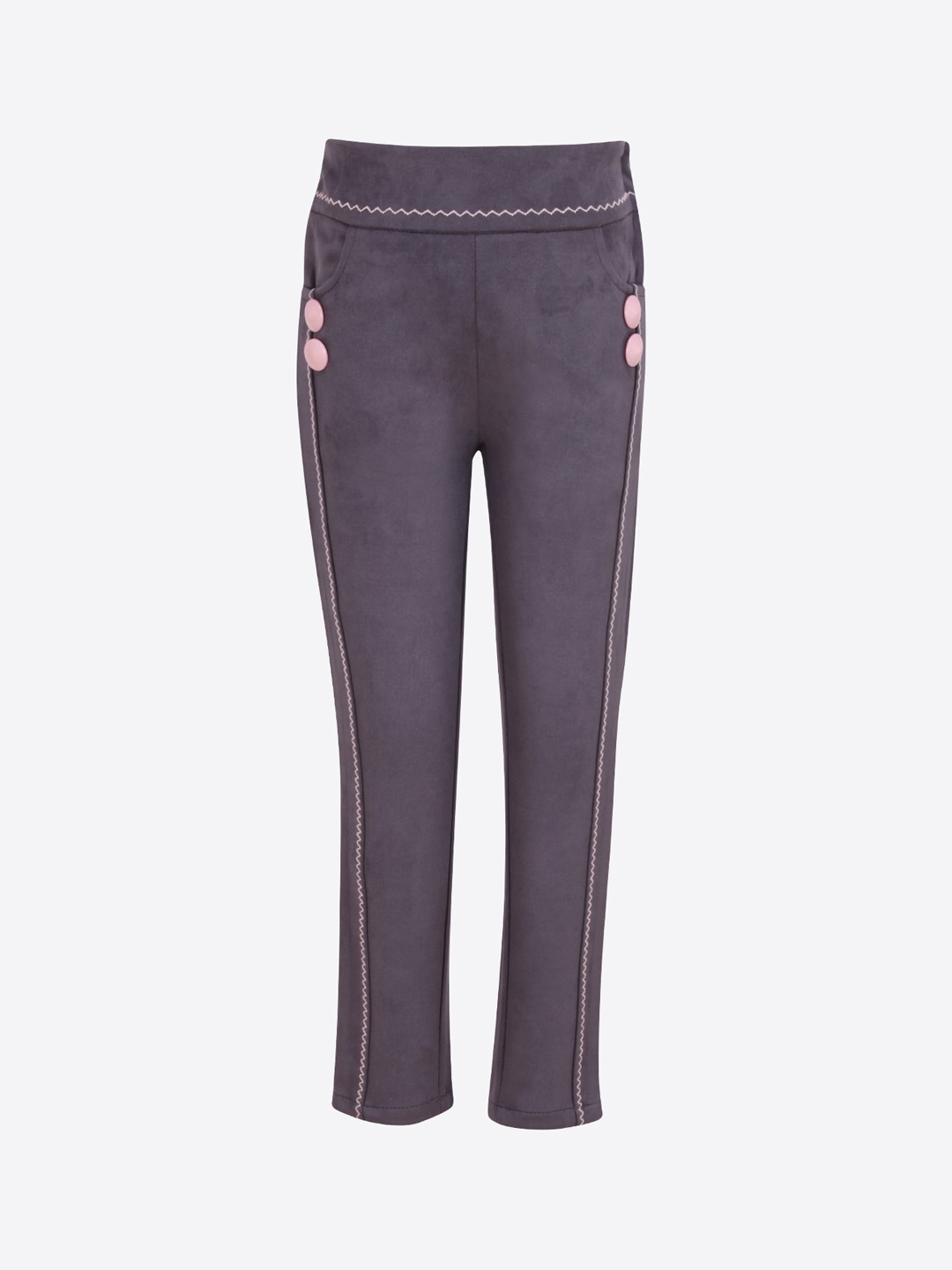

CUTECUMBER Girls Grey Regular Fit Solid Regular Trousers