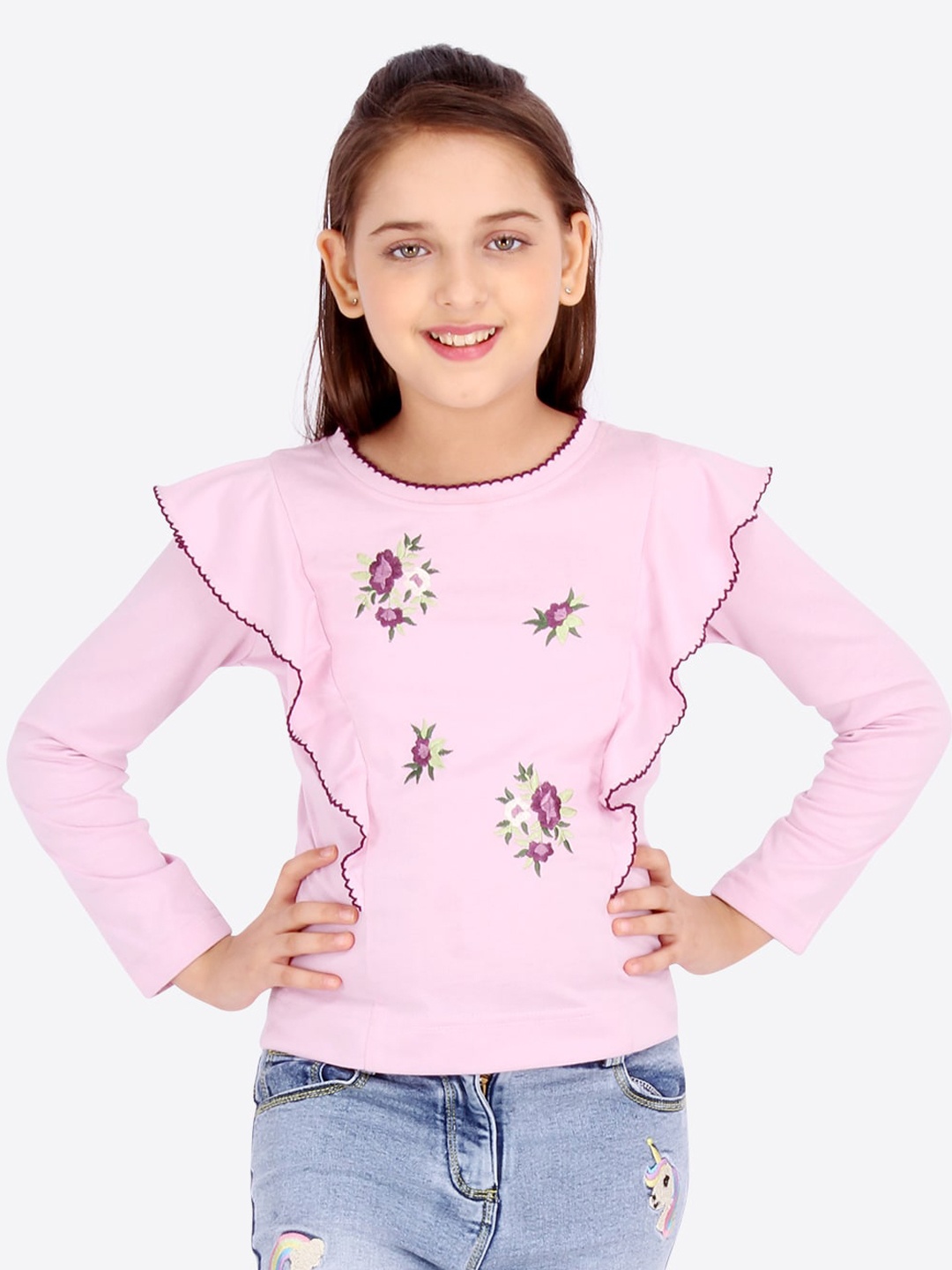 

CUTECUMBER Girls Pink Printed Top
