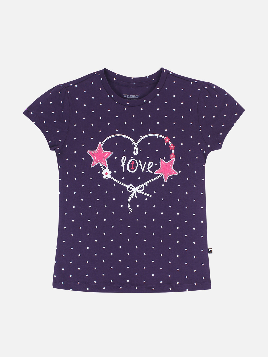 

PROTEENS Girls Purple Printed Round Neck T-shirt