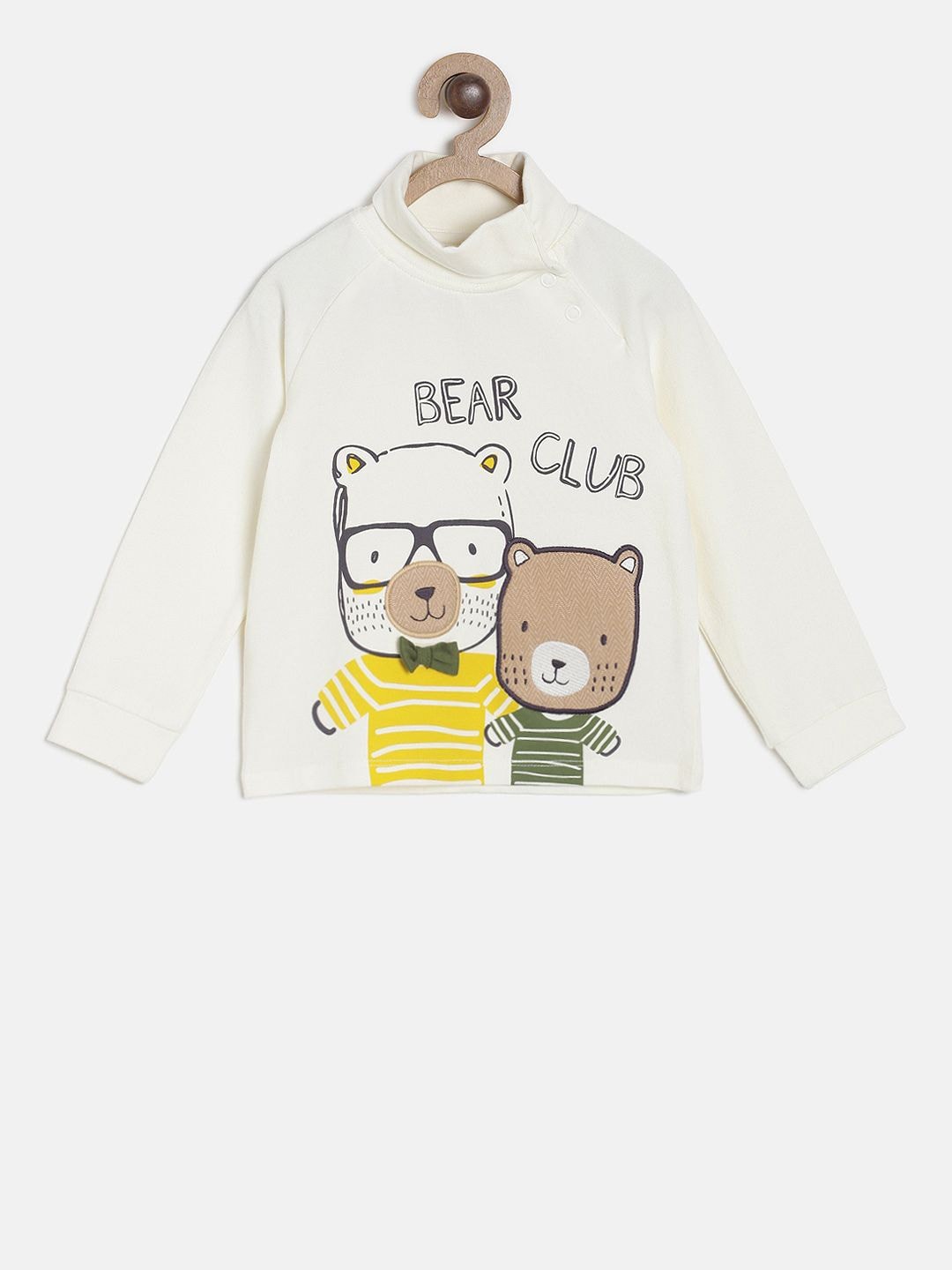 

MINI KLUB Boys Off-White Printed Round Neck T-shirt