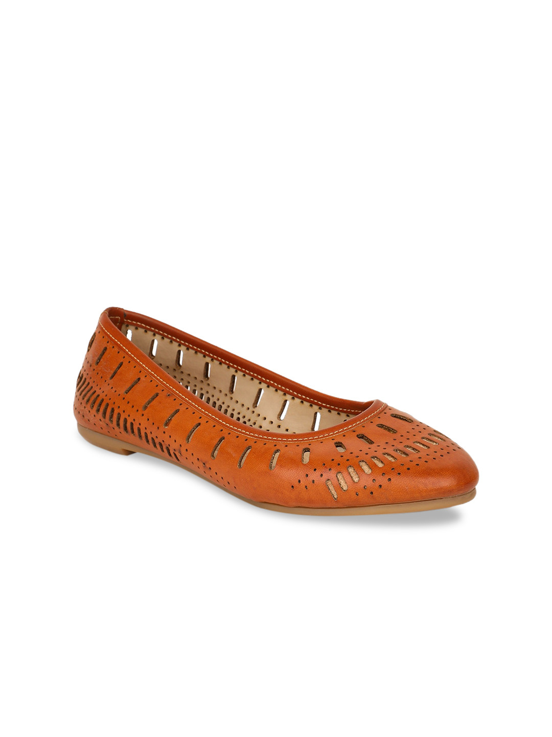 

Bata Women Brown Textured PU Ballerinas