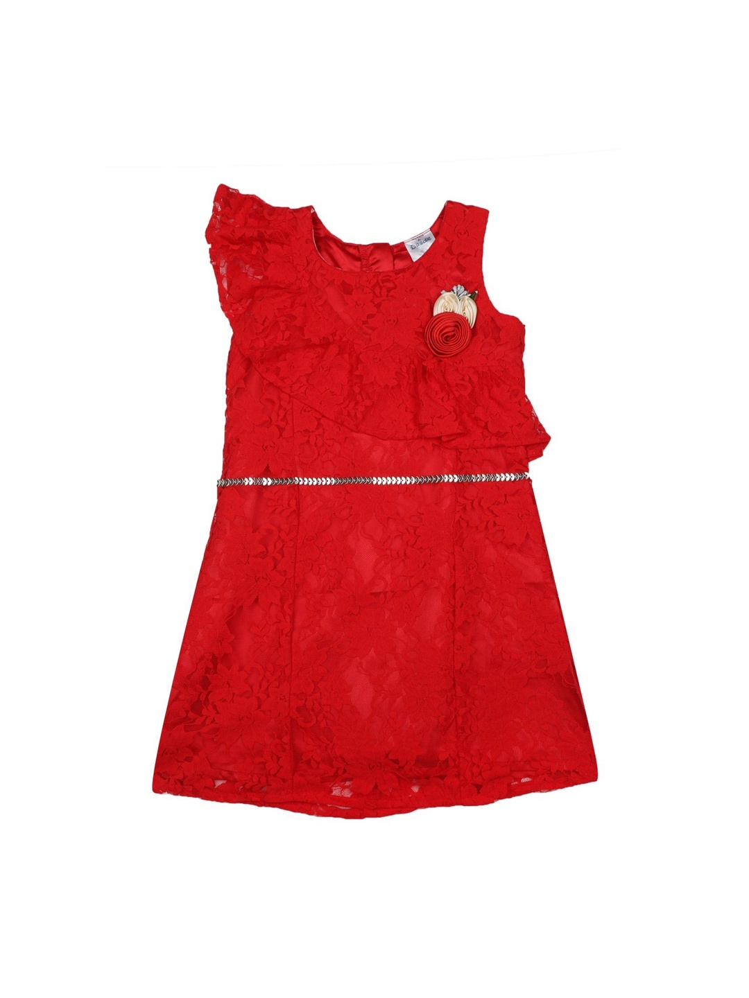 

Doodle Girls Red Self Design A-Line Dress
