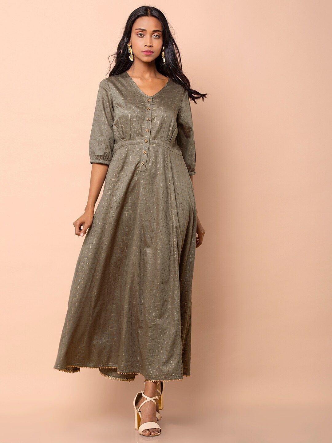 

INDYA Women Grey Solid A-Line Kurta