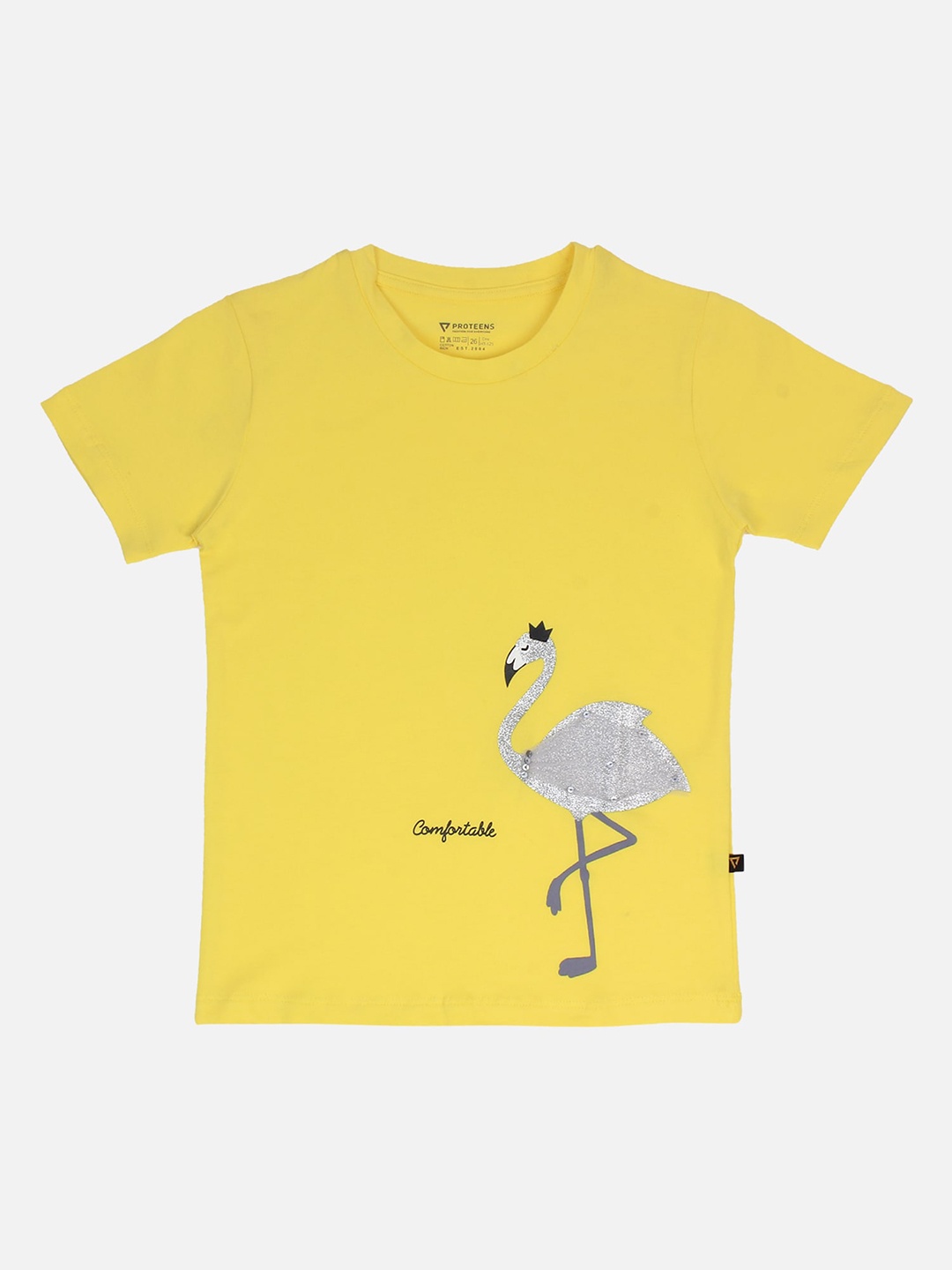 

PROTEENS Girls Yellow Printed Round Neck T-shirt