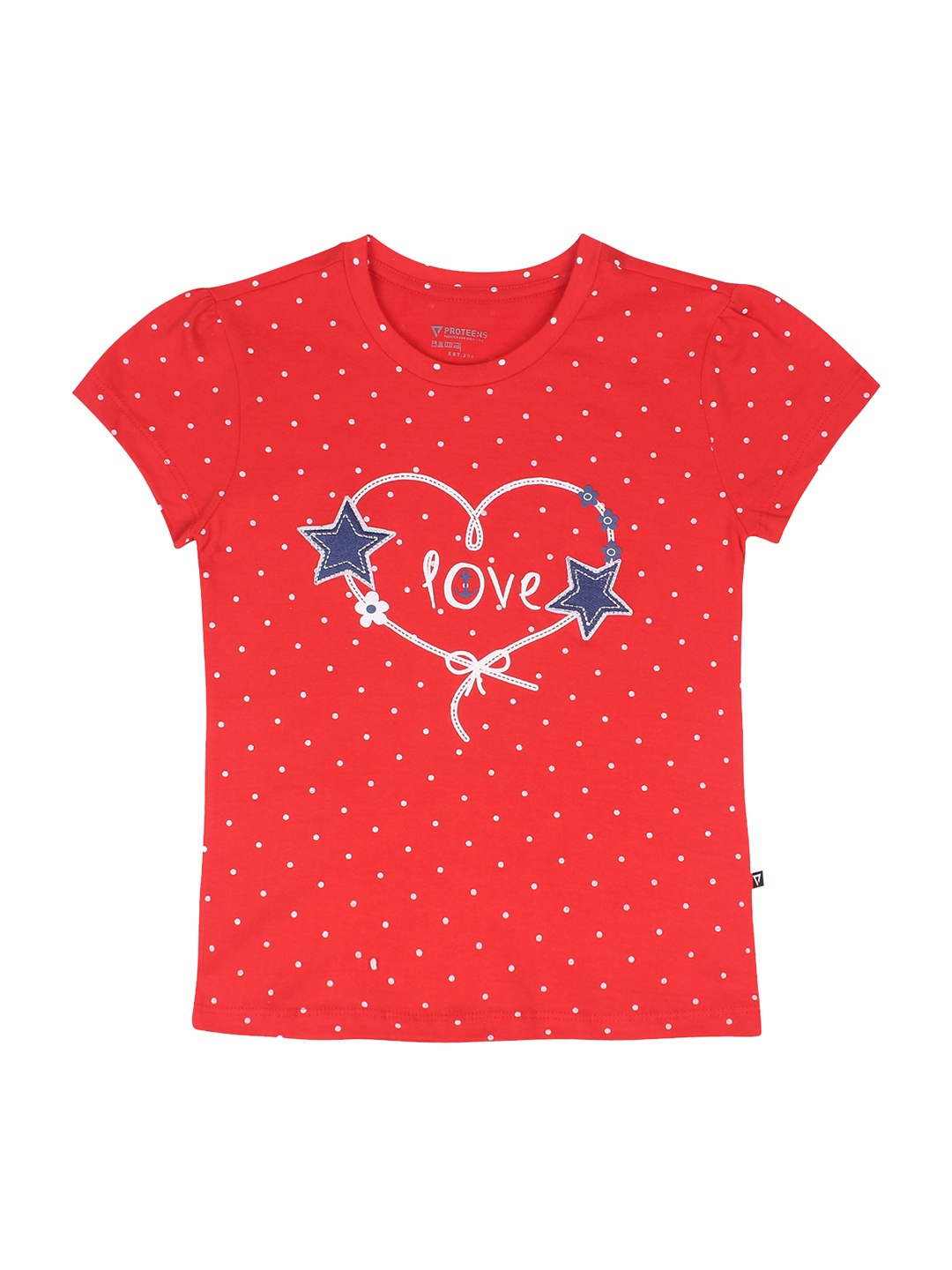 

PROTEENS Girls Red Printed Round Neck T-shirt