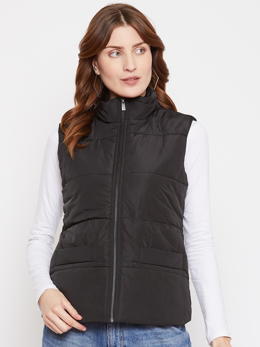 

Octave Women Black Solid Padded Jacket