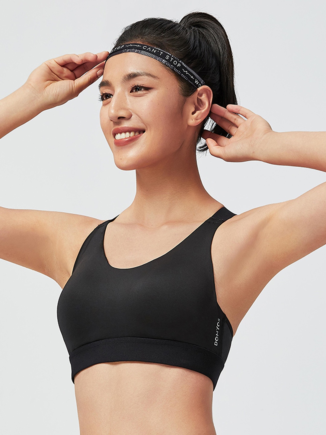 Domyos By Decathlon Women High Support Padded Sports Bra, Black