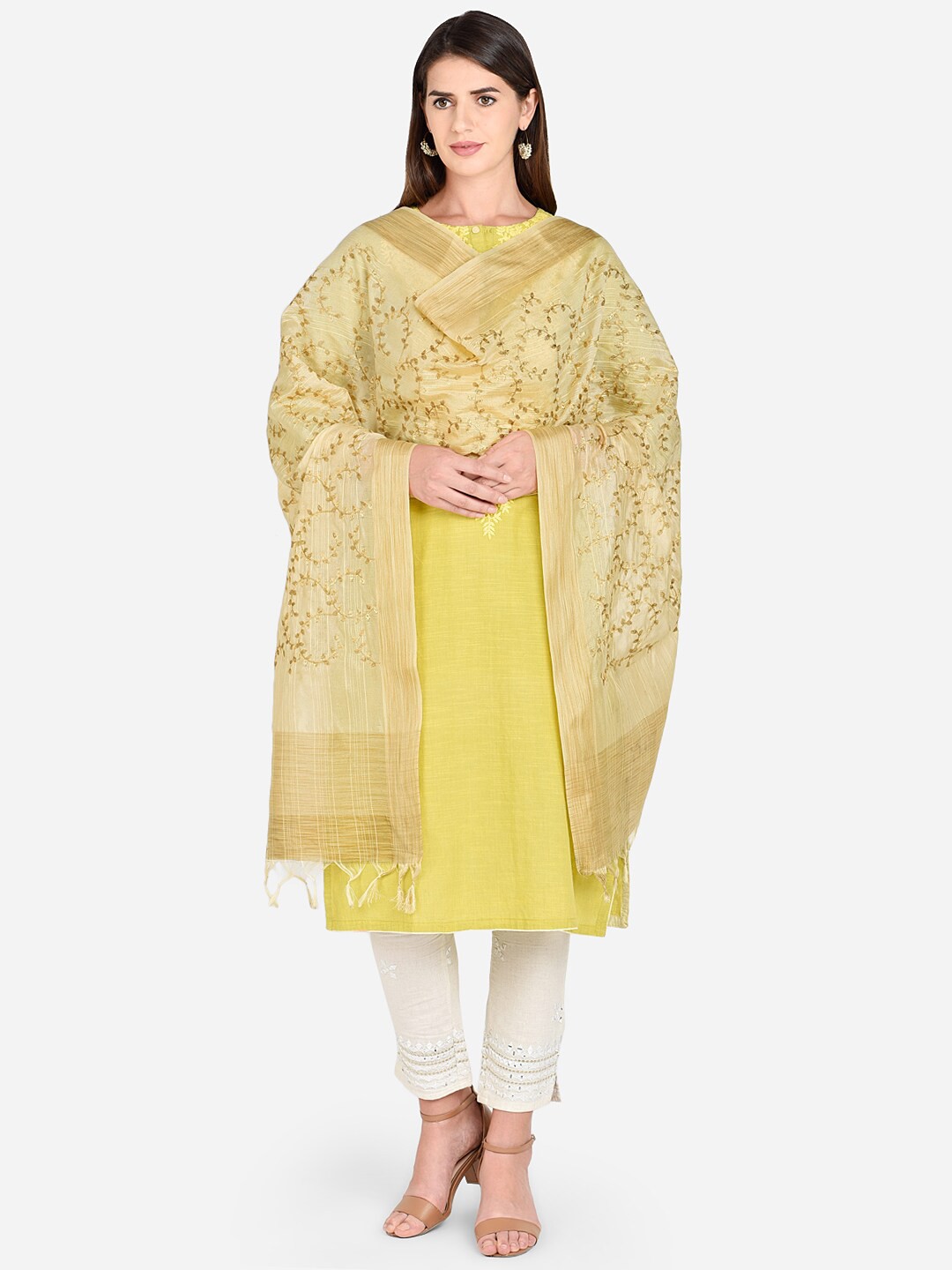 

Dupatta Bazaar Cream-Coloured Embroidered Dupatta